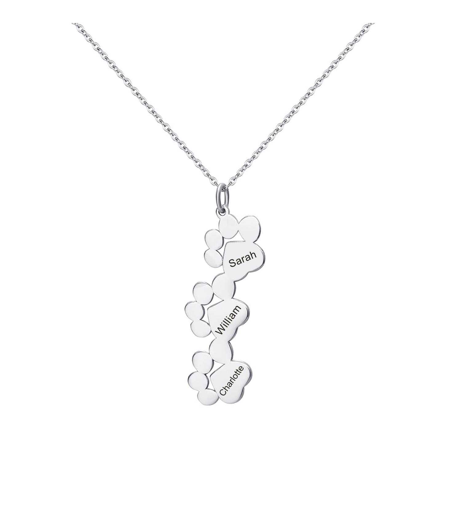 Exlarify Personalized Paw Print Necklace - Custom Memorial Jewelry for Dog Lovers | Unique Mother's Day Gift with Names | S3-Silver - Buy Online on GoSupps.com