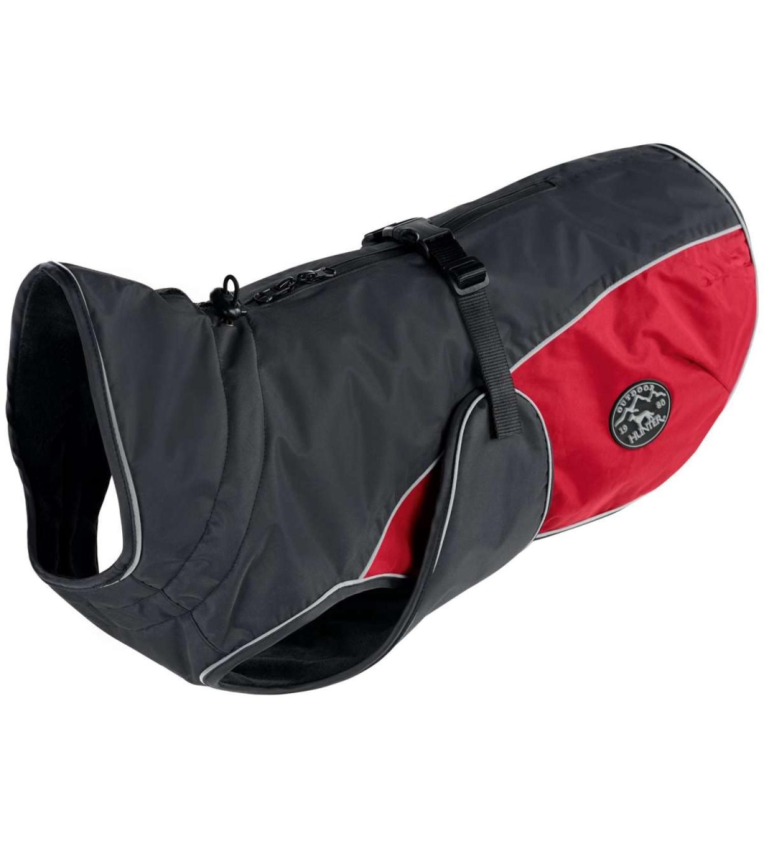 HUNTER Uppsala Cozy Dog Coat - Water-Repellent Reflective Winter Coat for Dogs | Size 40 Anthracite/Red - Shop Now! - Buy Online on GoSupps.com