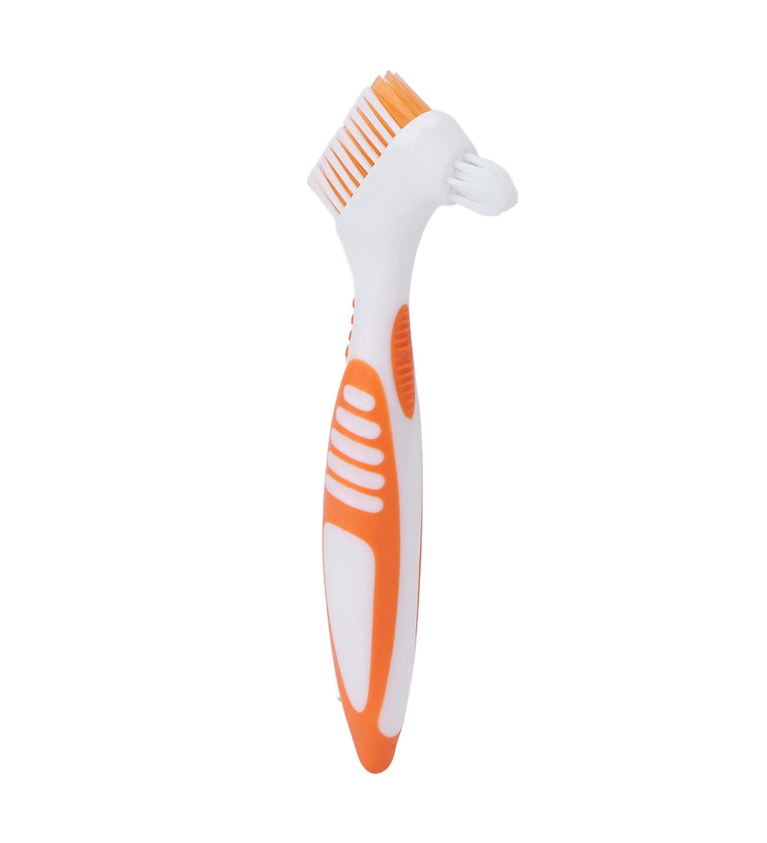 Durable Double Head Denture Toothbrush | Tartar Prevention & Deep Cleaning Brush for Dentures - International Shipping Available - Buy Online on GoSupps.com