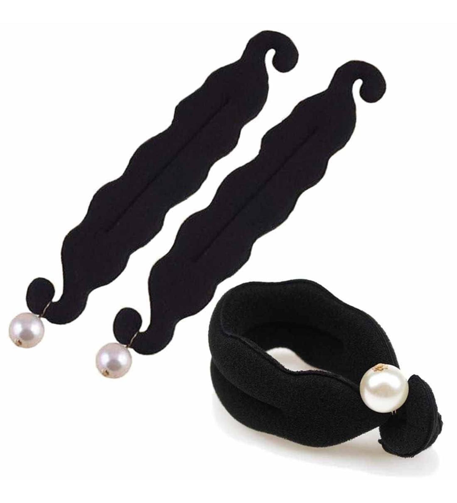 2Pcs Pearl Hair Bun Maker Set - Magic Bun Twist Curler Clips for Lazy Hairstyle - Styling Tool for Girls and Women - Buy Online on GoSupps.com