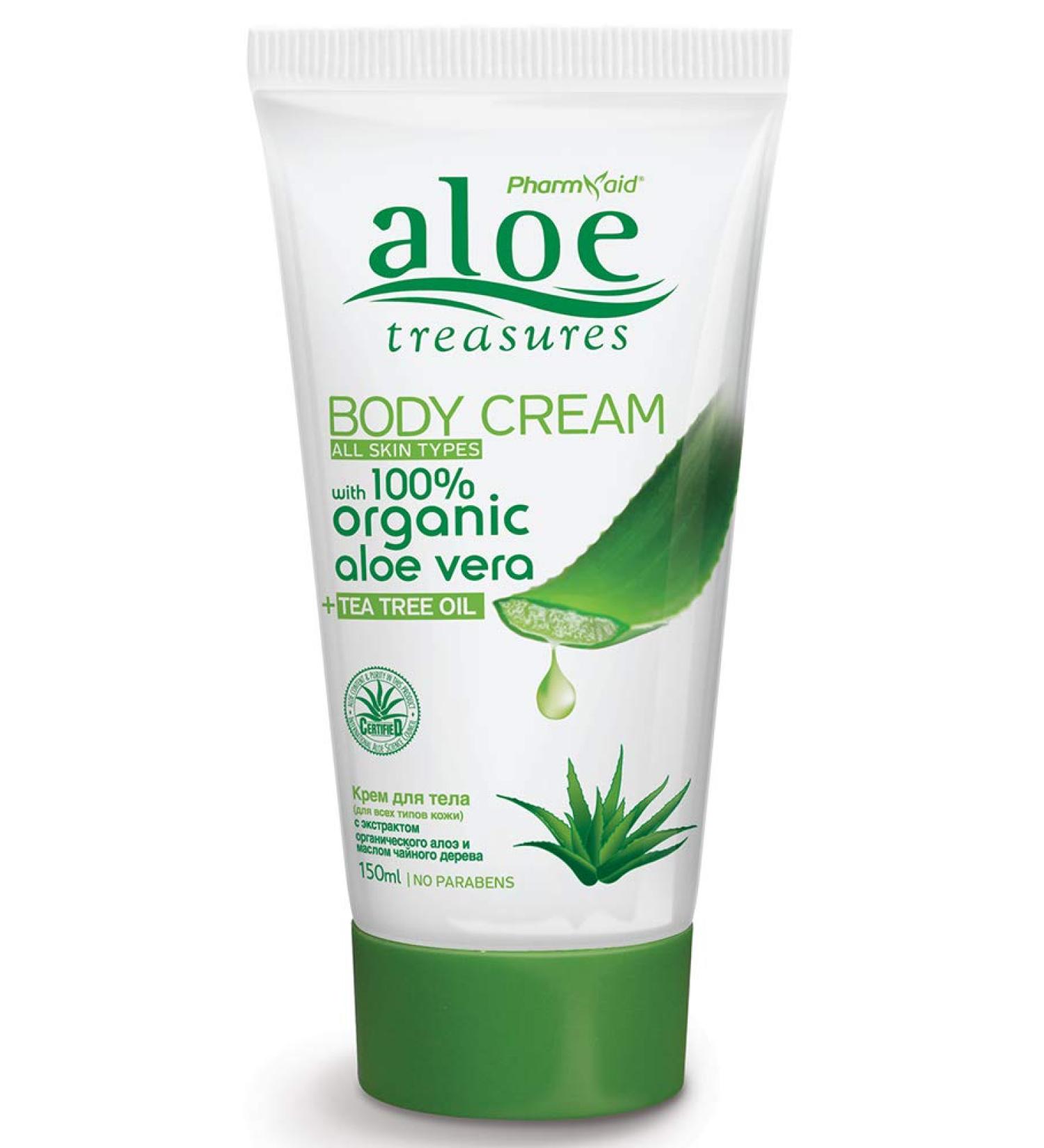 Pharmaid Aloe Treasures Body Cream with Tea Tree Oil 150ml - Natural Hydrating Formula for Healthy Skin - Buy Online on GoSupps.com