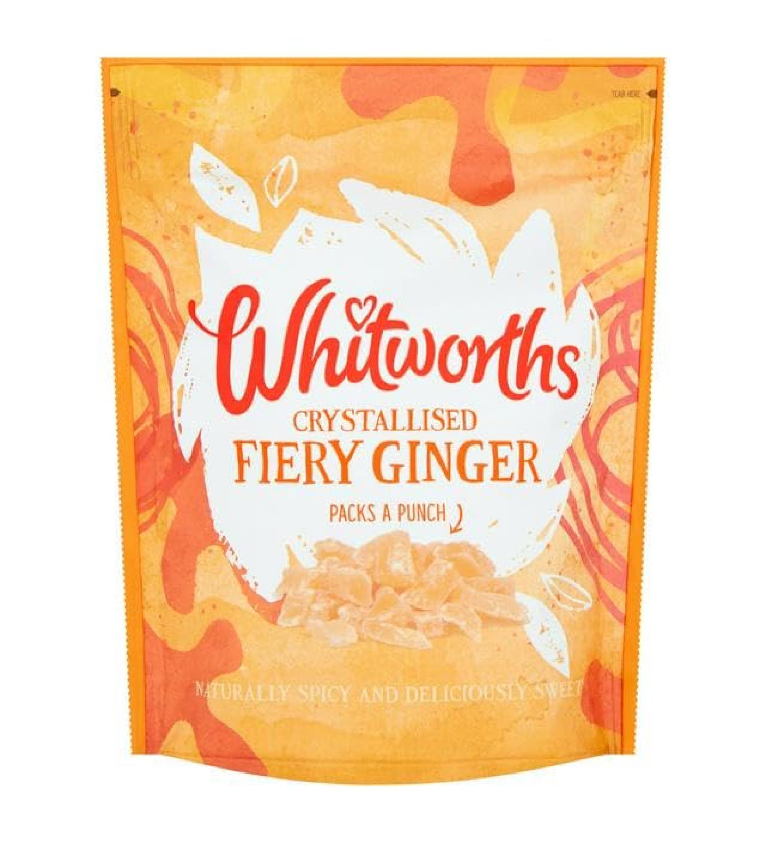 Whitworths | Bake with Crystallised Fiery Ginger 175g | Crystallised Stem Ginger | Naturally Spicy and Deliciously Sweet | Suitable for Vegans - Buy Online on GoSupps.com