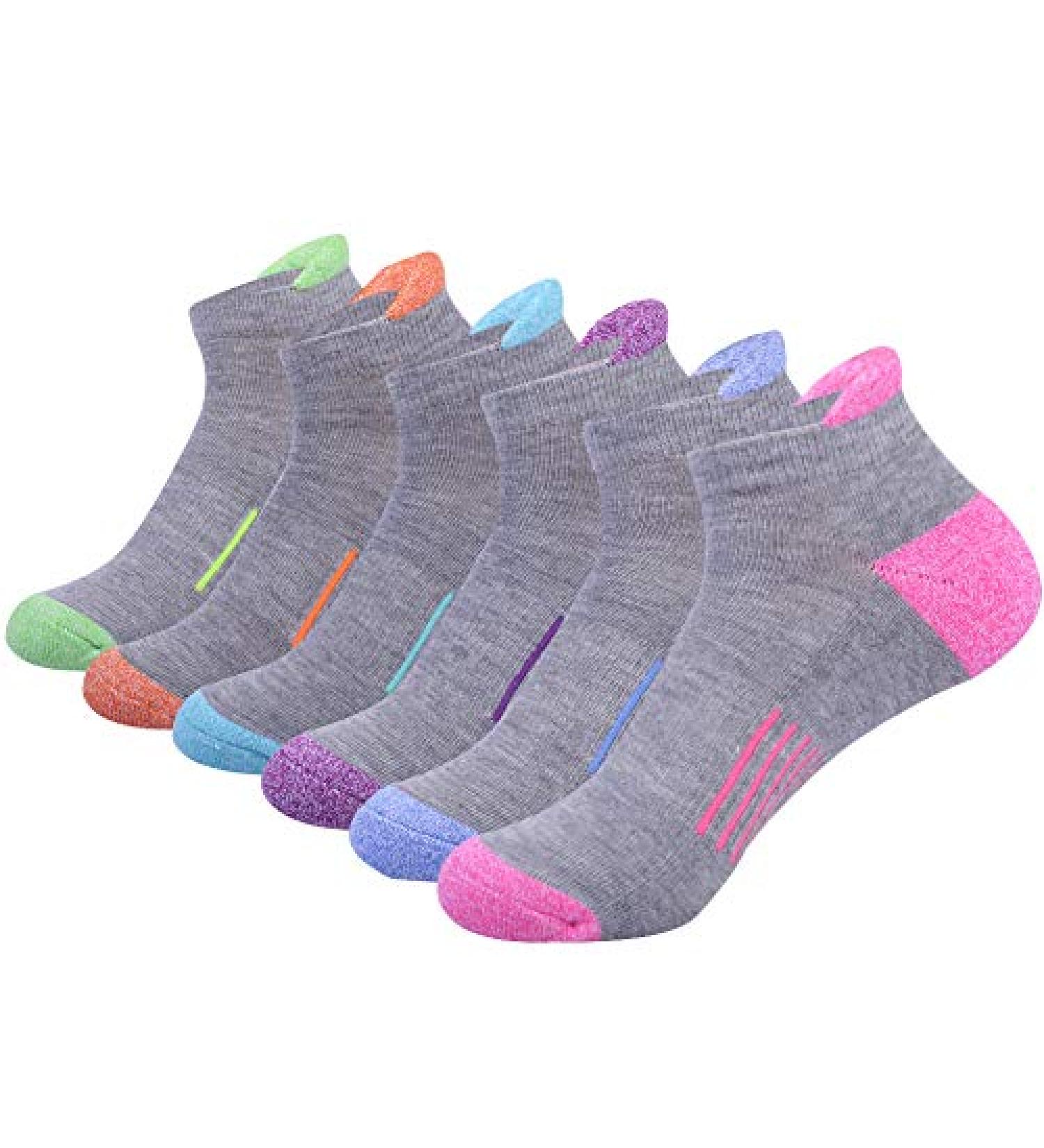 JOYNE Women's Ankle Athletic Low Cut Tab Socks - 6 Pack Grey, Cushioned Running Sports Socks - Buy Online on GoSupps.com
