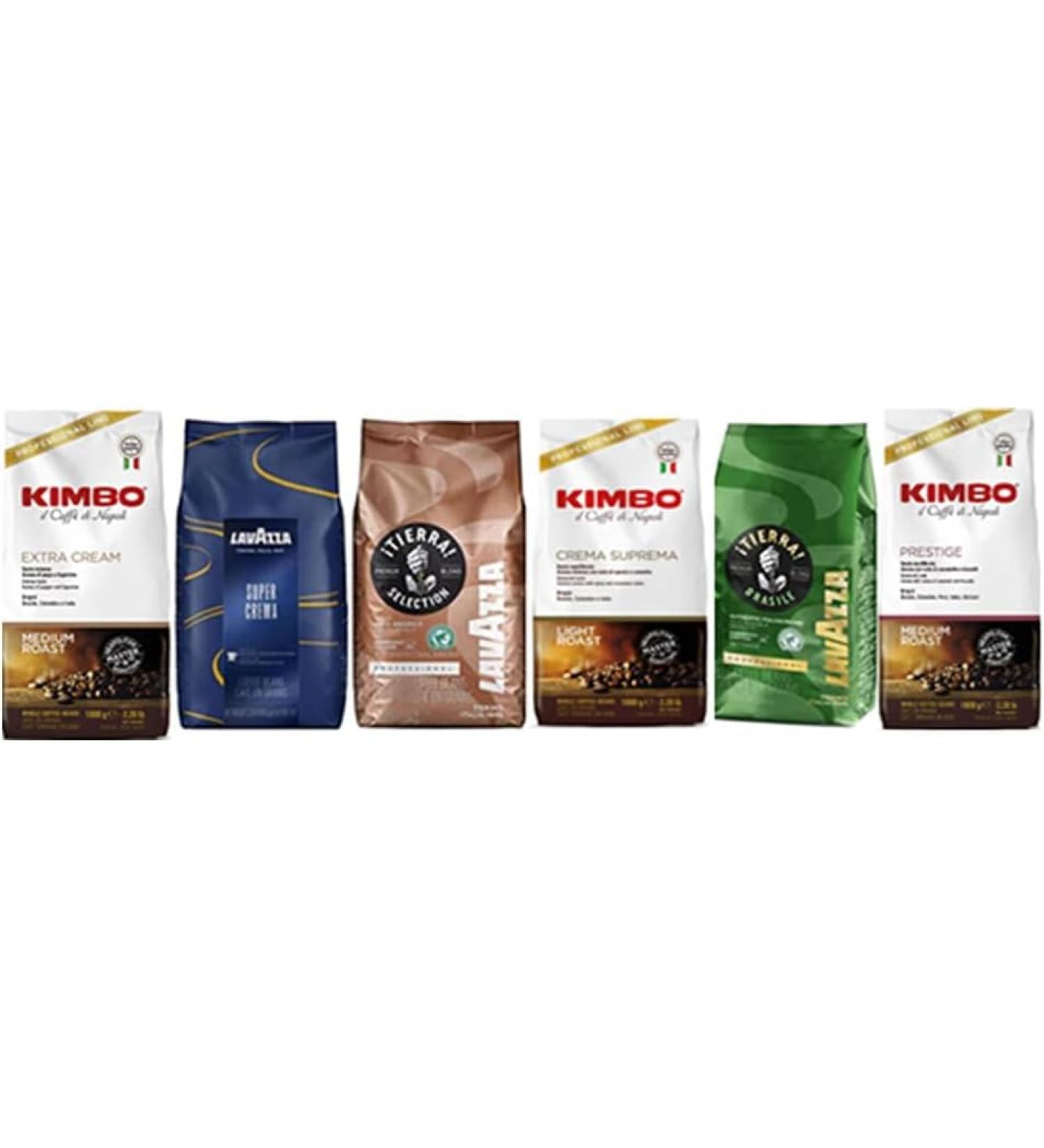 Premium "Italian" Coffee Selection from Lavazza & Kimbo Variety Pack 6 x 1kg
