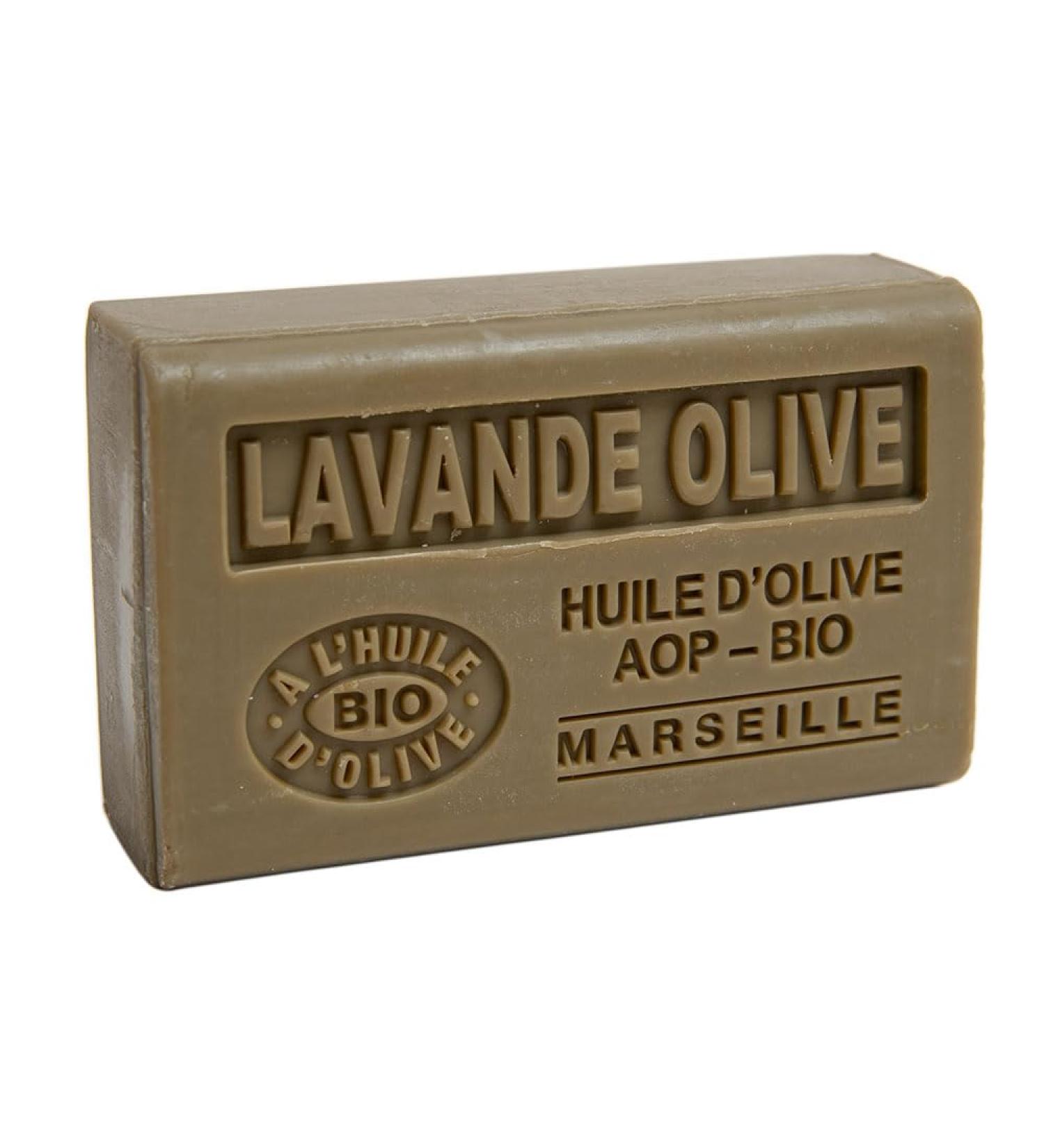 Savon de Marseille - Nourishing French Soap Made With Pure Organic Olive Oil and Shea Butter - Lavender Olive Fragrance - 125 Gram Bar