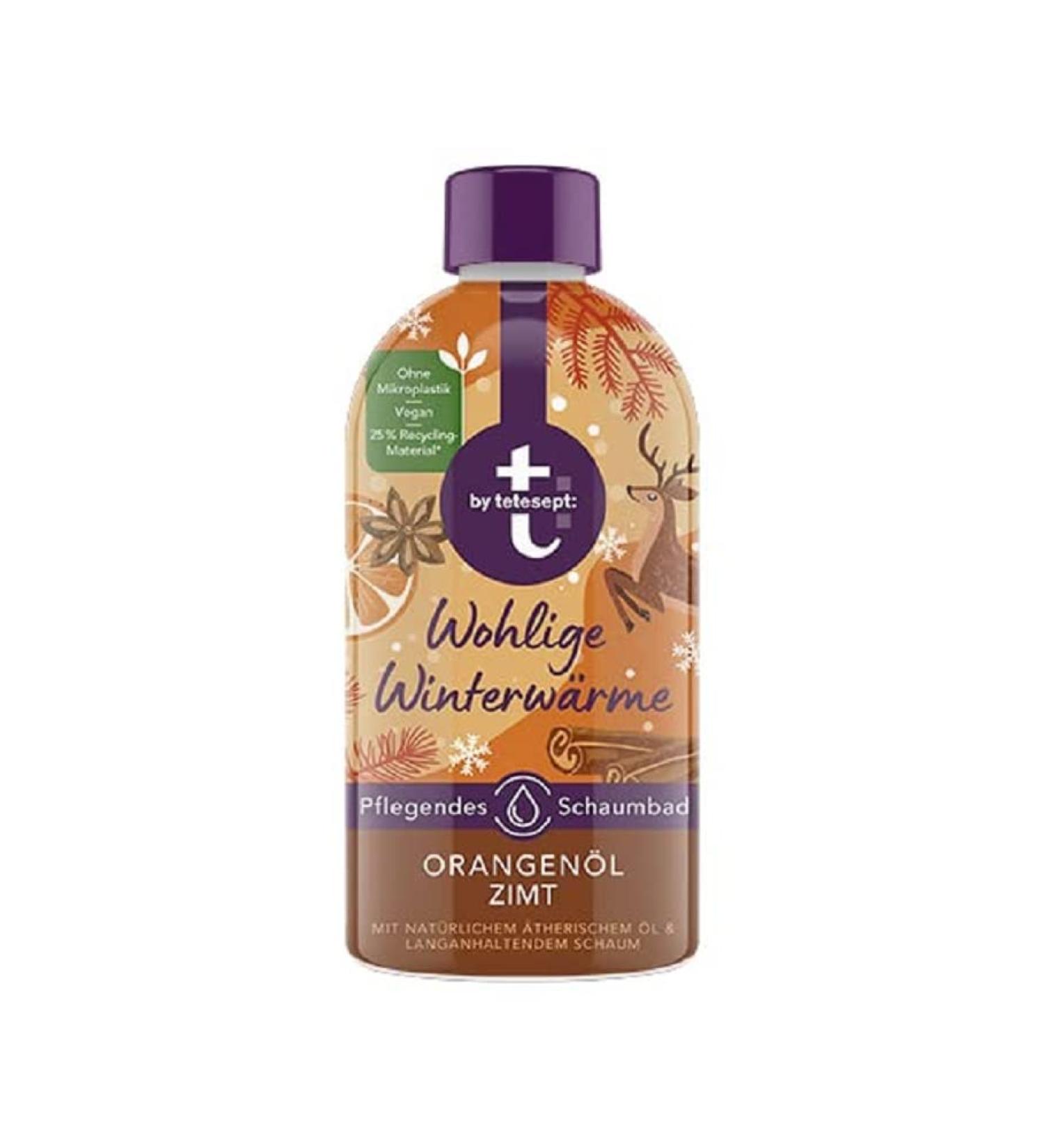 Tetesept Foam Bath - Comfortable Winter Warmth with Orange Oil & Cinnamon | 420ml Bathing Additive for Gentle Care & Long-Lasting Foam - International Shipping Available - Buy Online on GoSupps.com