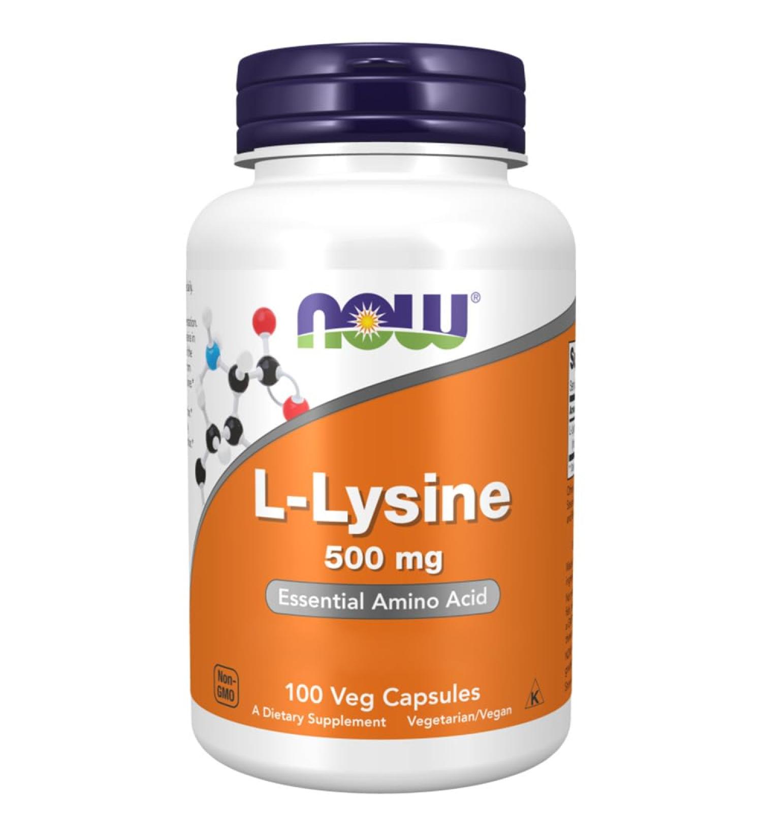 Now Foods L-Lysine 500mg - 100 Vegan Capsules | Lab-Tested Amino Acid Supplement - Gluten-Free, Soy-Free, GMO-Free - Buy Online on GoSupps.com