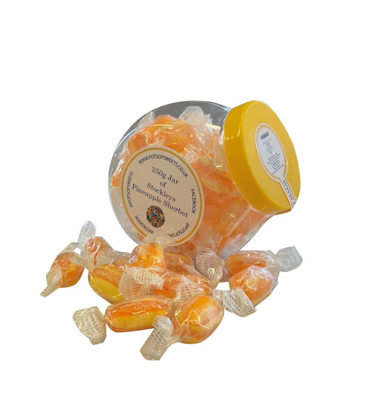 Stockleys 250g Sherbet Pineapple Sweets in Cookie Jar - Individually Wrapped - Buy Online on GoSupps.com