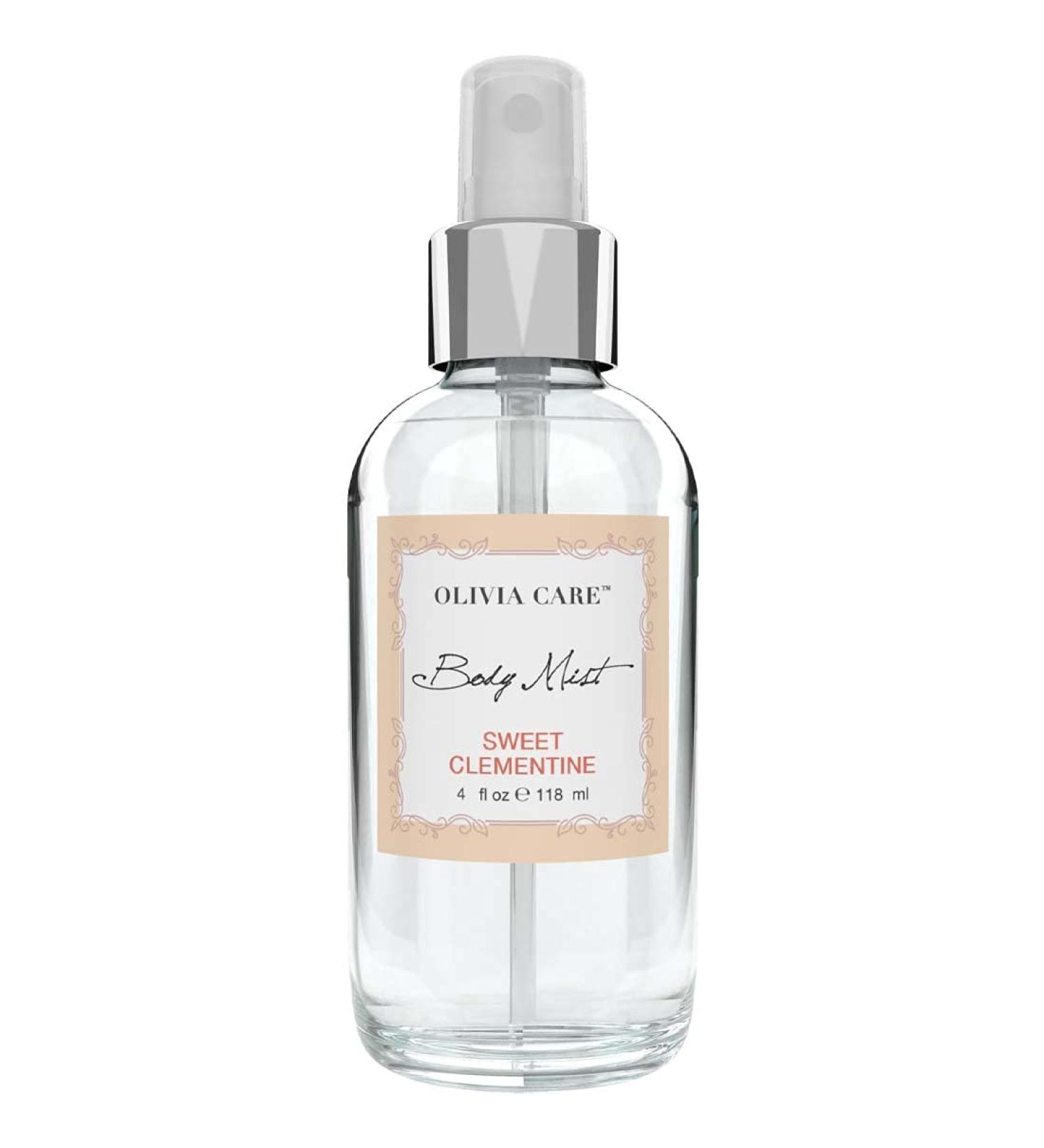 Olivia Care Body Mist Spray Made with Natural Sweet Clementine Scent - Refreshing Soothing Cooling & Moisturizing - Eliminate Odor with Fresh Floal Aroma - 4 FL OZ - Buy Online on GoSupps.com