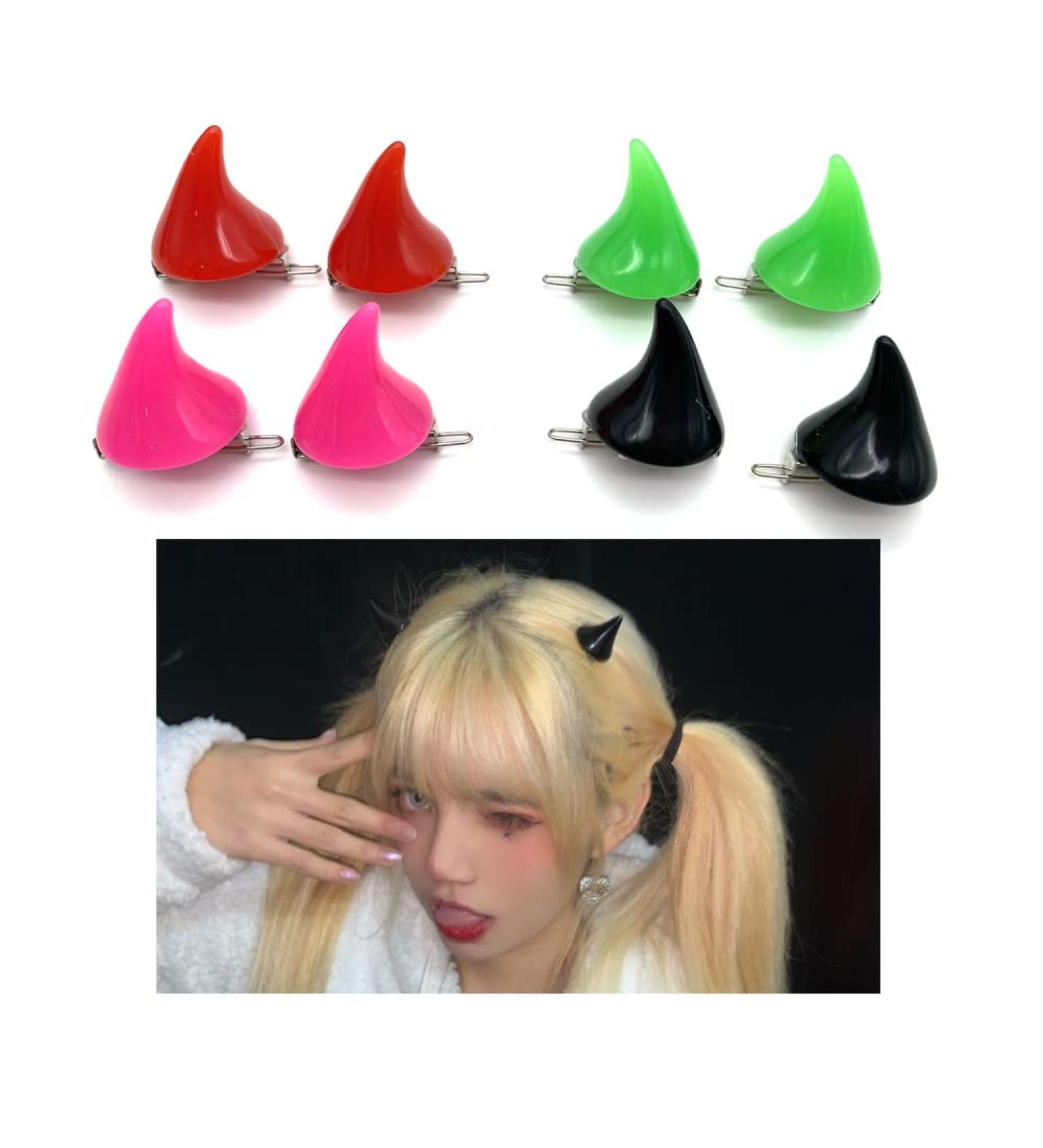 Halloween Devil Horn Clips - Colorful Hair Accessories for Women and Girls - Buy Online on GoSupps.com