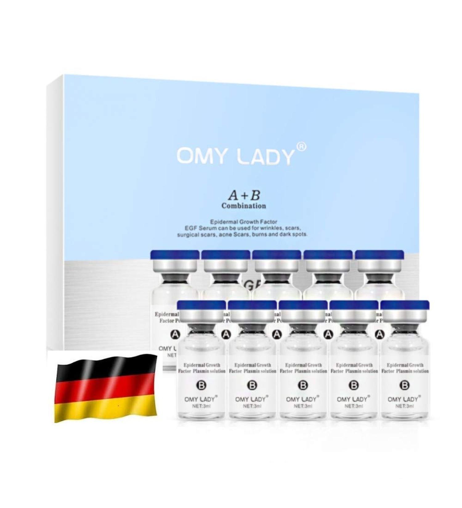 OMY LADY EGF Serum Ampoules 10 Pack - 3ml - For Repairing Acne & Surgical Scars Wrinkles Burns & Dark Spots - Vegan Concentrate - Anti-Aging Lifting - Buy Online on GoSupps.com
