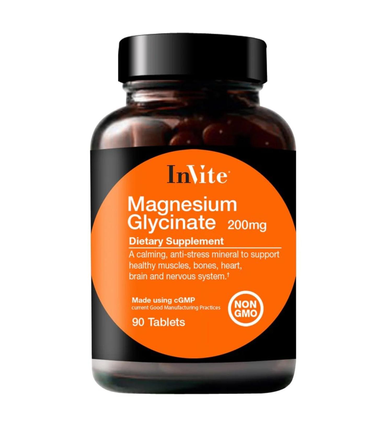 InVite Health Magnesium Glycinate - Anti-Street Mineral to Support Healthy Muscles - 200mg - 90 Tablets - 45 Day Supply (2-Pack) - Buy Online on GoSupps.com