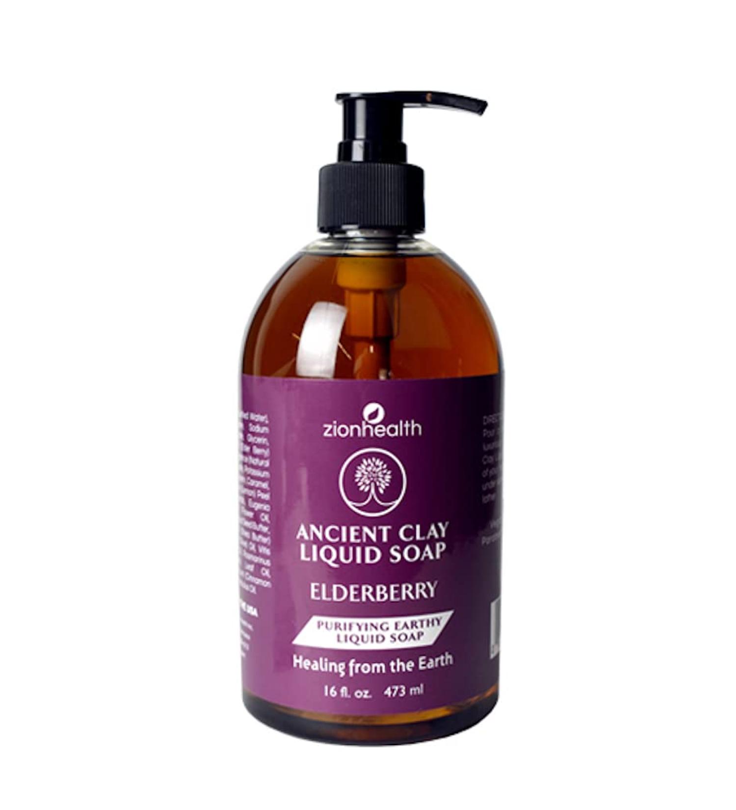 Buy Clay Liquid Soap Elderberry - Zion Health 16 fl oz | Nourishing Natural Eco-Friendly - Buy Online on GoSupps.com
