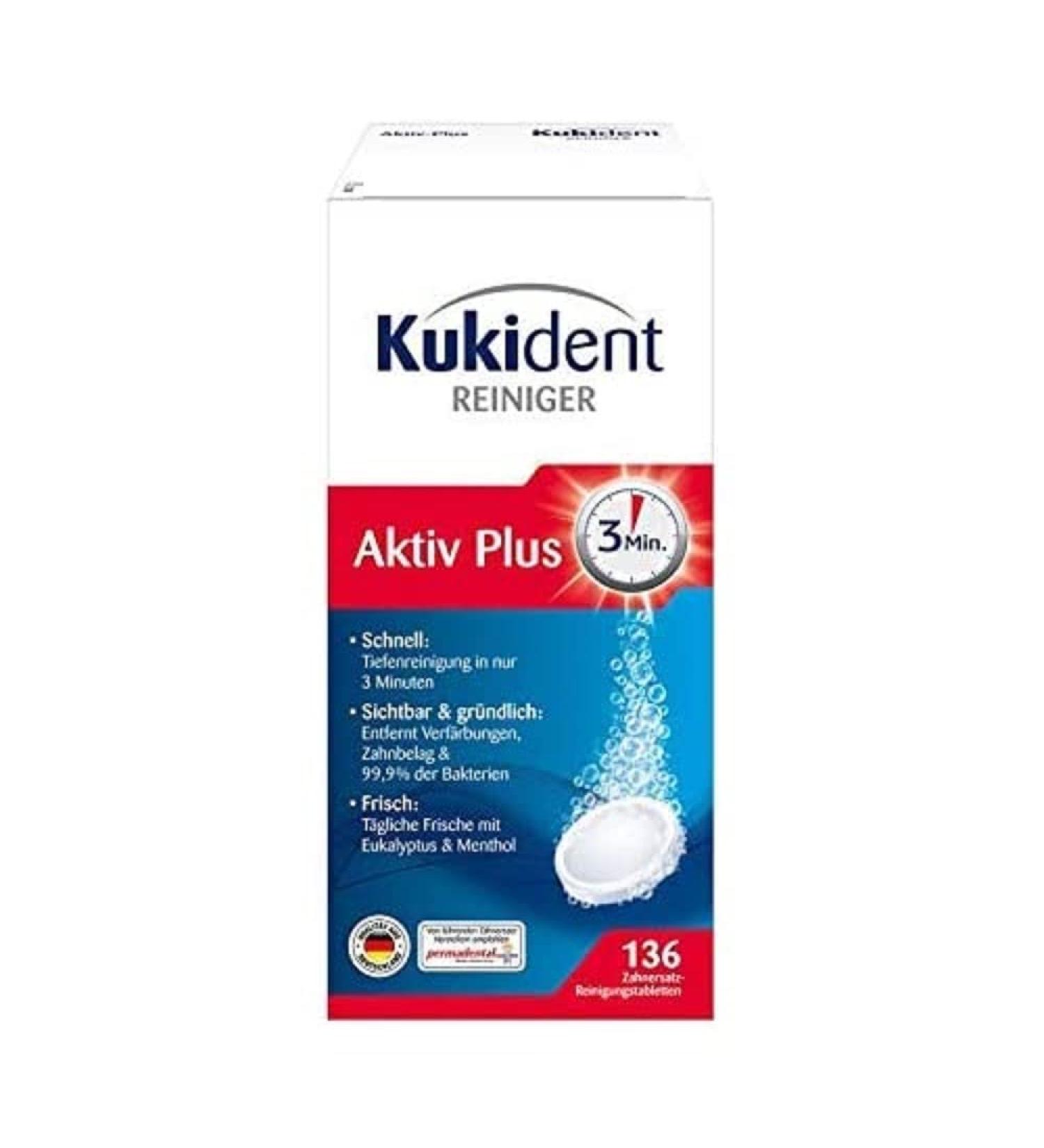 Kukident"Aktiv Plus Extra Stark" Active Plus Deep-Cleaning Denture Cleanser 136 Tablets