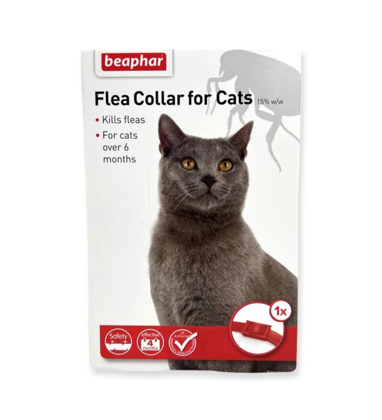 Beaphar Cat Flea Collar Plastic Collar Red Colour - Valentina Valentti UK