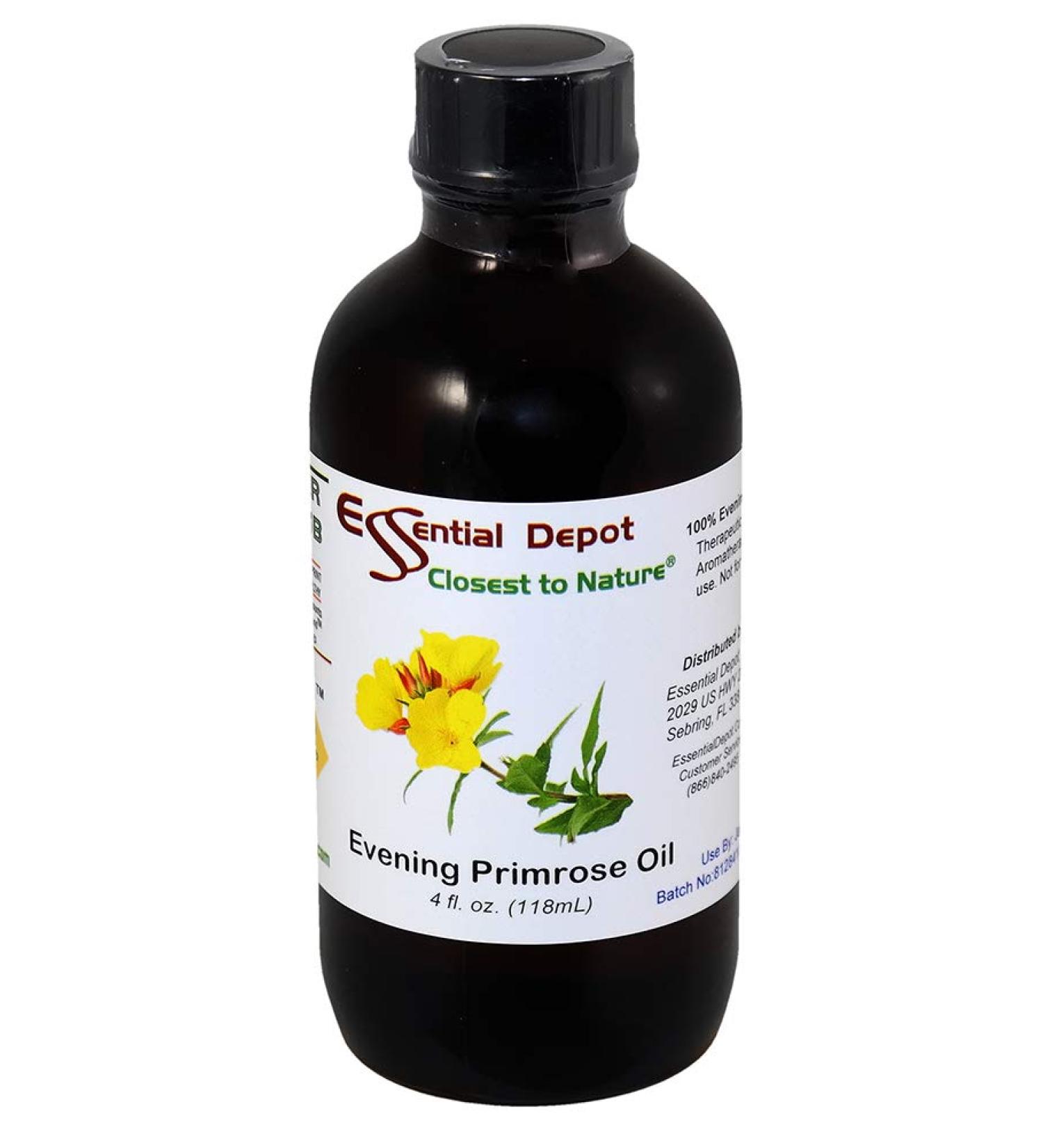 Evening Primrose Oil 4 oz - GC/MS Tested - Pure & Safe in Amber Glass Bottle - International Shipping Available - Buy Online on GoSupps.com