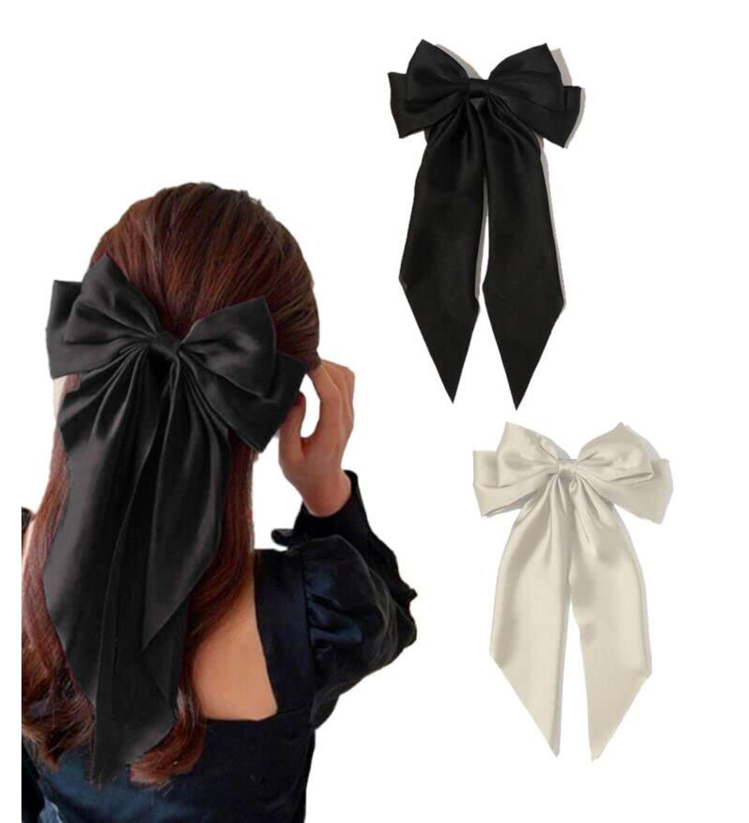 2PCs Solid Silk Satin Bowknot Hairpins for Women and Girls - Buy Online on GoSupps.com