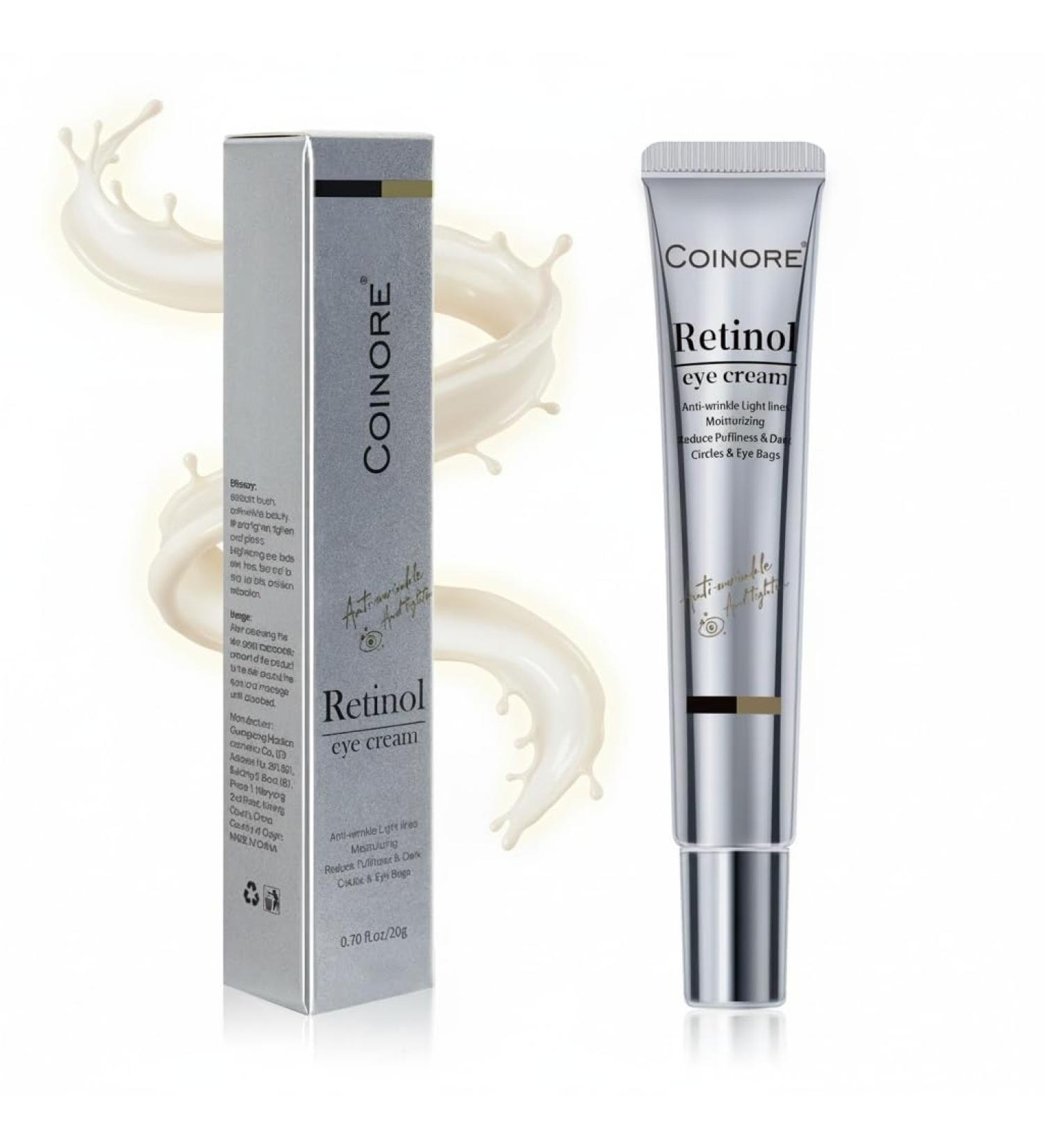 Retinol Under Eye Cream - Cream for Men & Women Dark Circles Puffiness & Wrinkles Anti-Aging Eye Cream for Fine Lines 0.56 Fl Oz