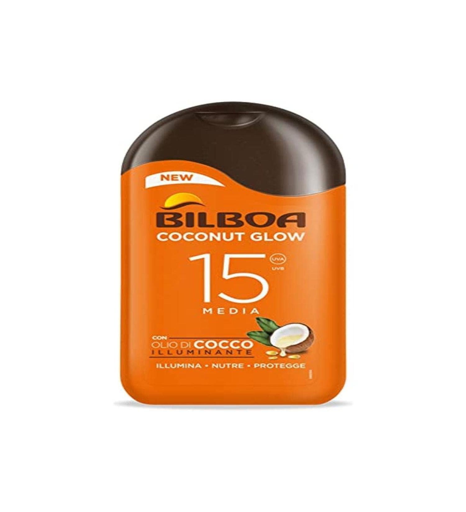 Bilboa Coconut Glow SPF 15 Sun Cream with Coconut Oil and Vitamin E Light on Skin Sun Protection Waterproof 200 ml
