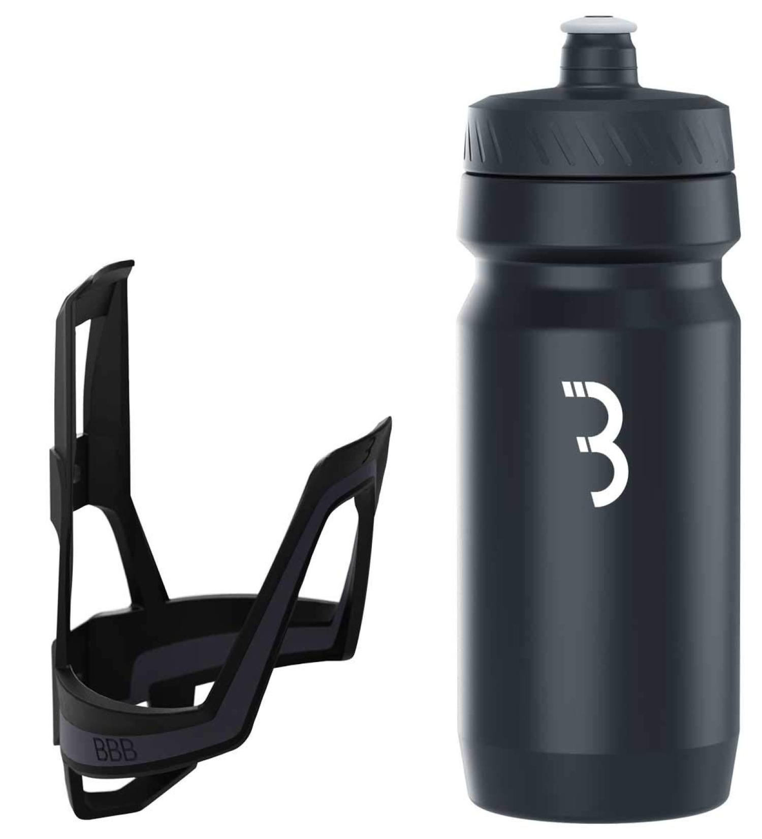 BBB Cycling Water Bottle & Holder Combo - Universal Bike Bottle Holder for Racing & MTB - Lightweight Dual Cage - BBC-39C Dark Gray/Black/White - Buy Online on GoSupps.com