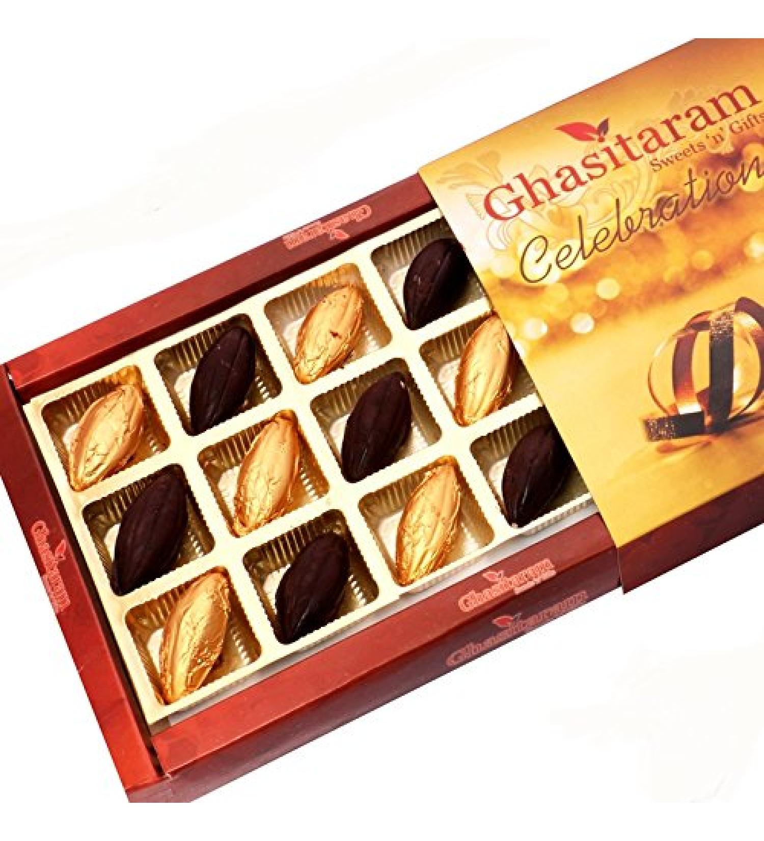 Ghasitaram Gifts Whole Roasted Almond Chocolate Box (18 pcs) - Buy Online on GoSupps.com