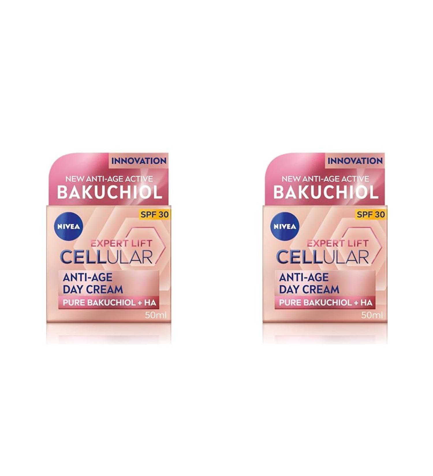 NIVEA Cellular Expert Lift Anti-Age Day Cream 50ml Anti-Wrinkle Cream with Pure Bakuchiol and Two Types of Hyaluronic Acid Day Cream for Women Anti-Ageing Face Cream (Pack of 2) 50 ml (Pack of 2) Day cream - Buy Online on GoSupps.com