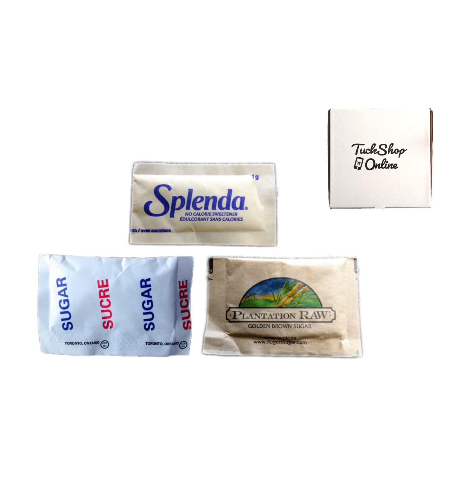 Sugar and Sugar Replacement/Substitute Packets for Coffee Cereal (White Sugar Brown Sugar & Splenda Mix) 300 Packets Total - Buy Online on GoSupps.com