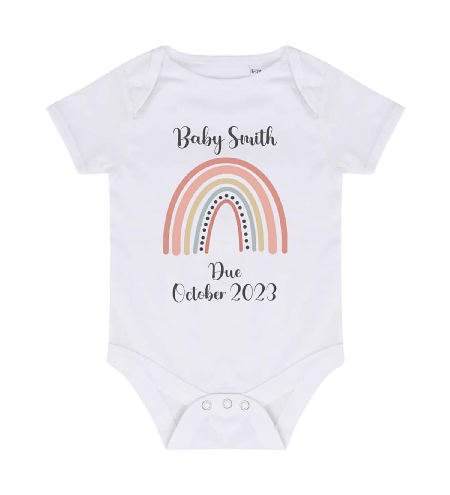 Hoolaroo Personalised Baby Pregnancy Announcement Onesie - Rainbow Baby Reveal 0-3 Months Clothing - Buy Online on GoSupps.com