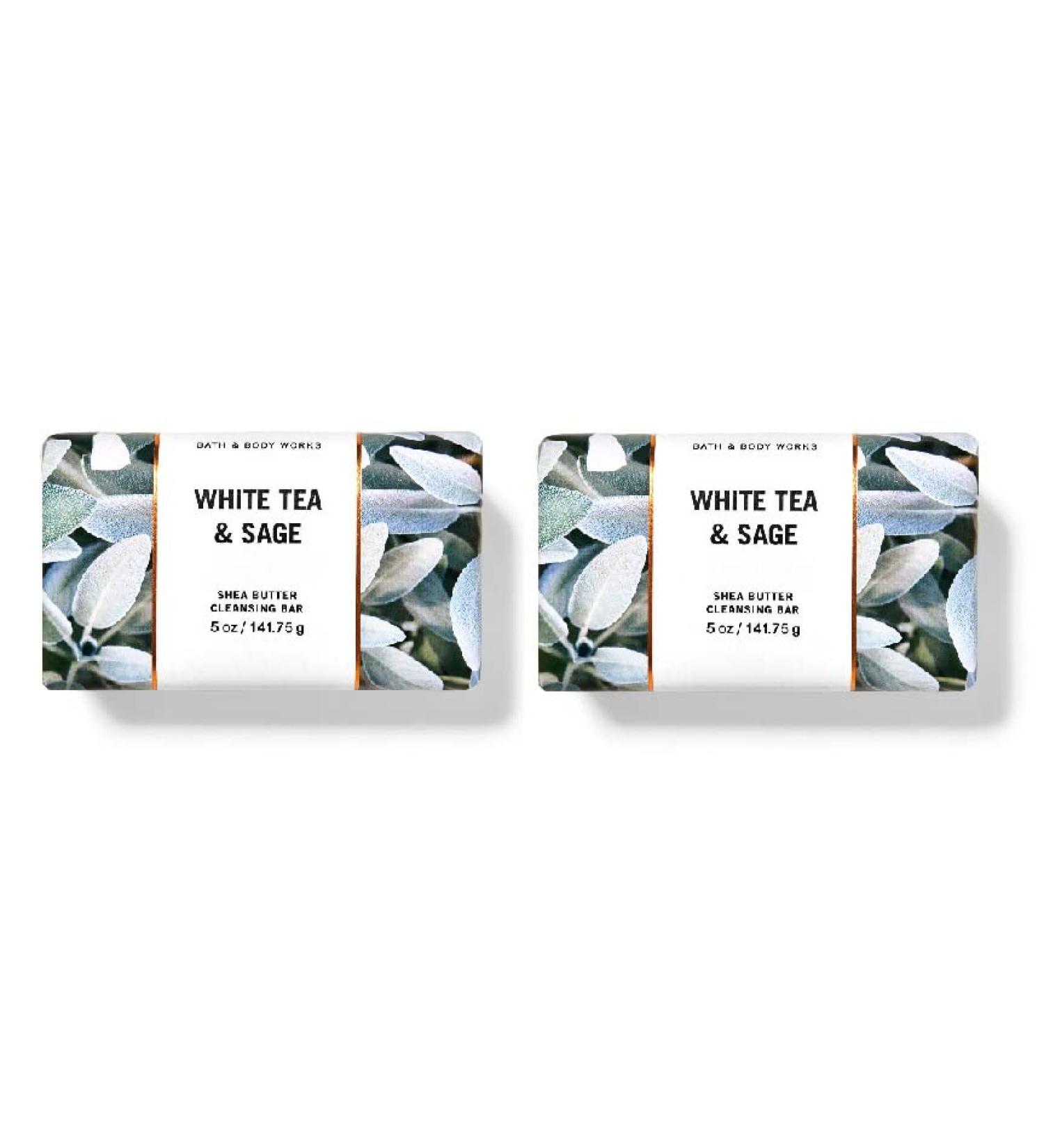 Bath & Body Works WHITE TEA & SAGE Shea Butter Cleansing Bar - Lot Of 2 - Full Size