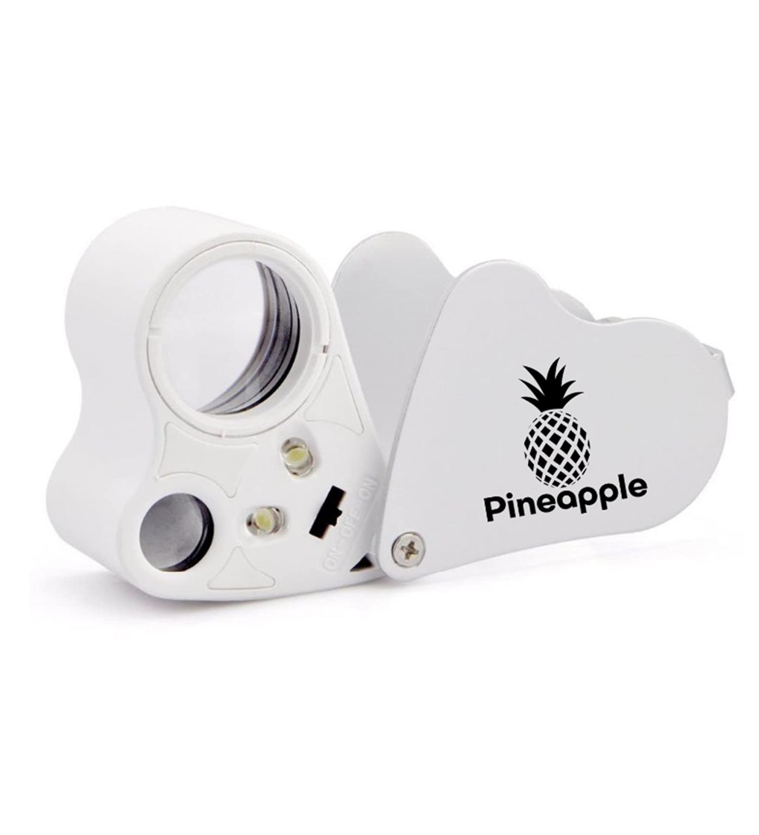 Pineapple 30X 60X Jewelers Loupe Magnifier with LED Light - White | Pocket Magnifying Glass for Gems, Coins, Diamonds, Plants - Buy Online on GoSupps.com