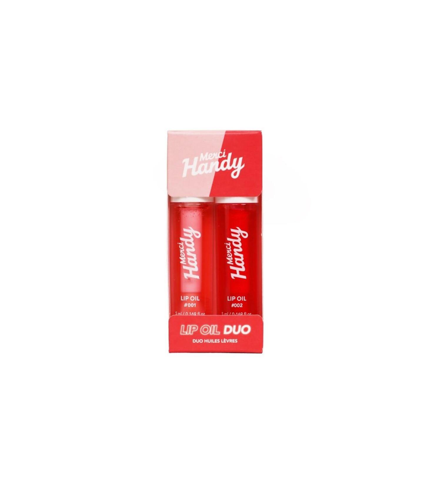 Merci Handy - Lip Care Kit - Lip Oil Duo (Watermelon & Cherry) - Nourishing Gloss with Jojoba Oil and Castor Oil - Mirror Shine Effect - Buy Online on GoSupps.com