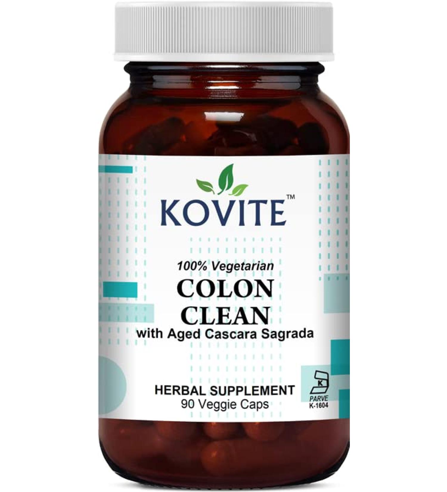 Kovite Colon Clean with Aged Cascara Sagrada - 90 Vegetarian Capsules | Kosher Certified - Buy Online on GoSupps.com