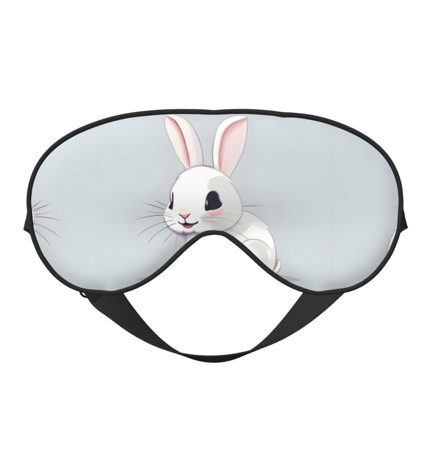 Shop Cute White Rabbit Print Unisex Sleeping Eye Mask | Soft Light-Blocking Comfort for Better Sleep - International Shipping - Buy Online on GoSupps.com