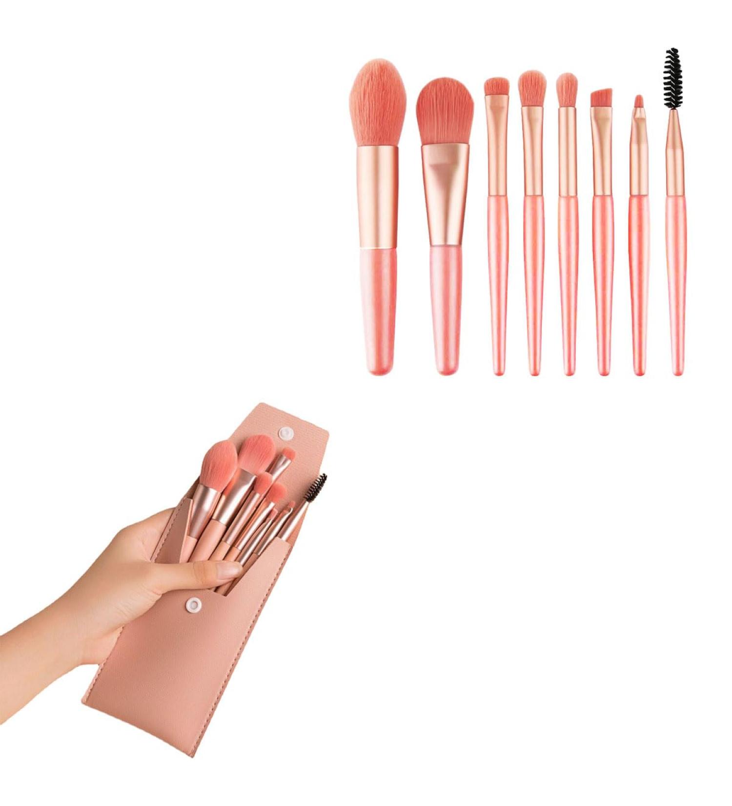 8-Piece Makeup Brush Set with Blush Concealer Eyeshadow Foundation Eyeliner & Powder Brushes - Includes Makeup Bag - Perfect for All Skin Types - Buy Online on GoSupps.com