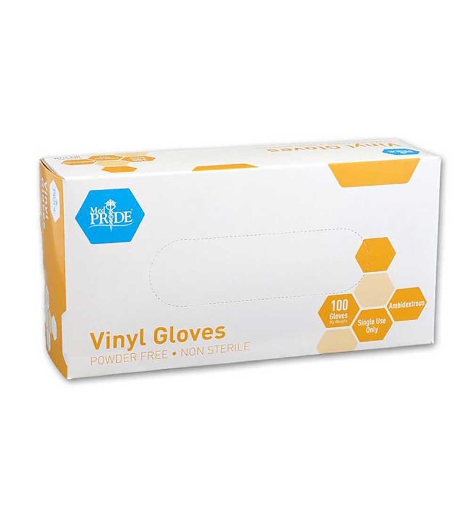 MedPride General Purpose Powder-Free Vinyl Gloves, Medium, Box/100