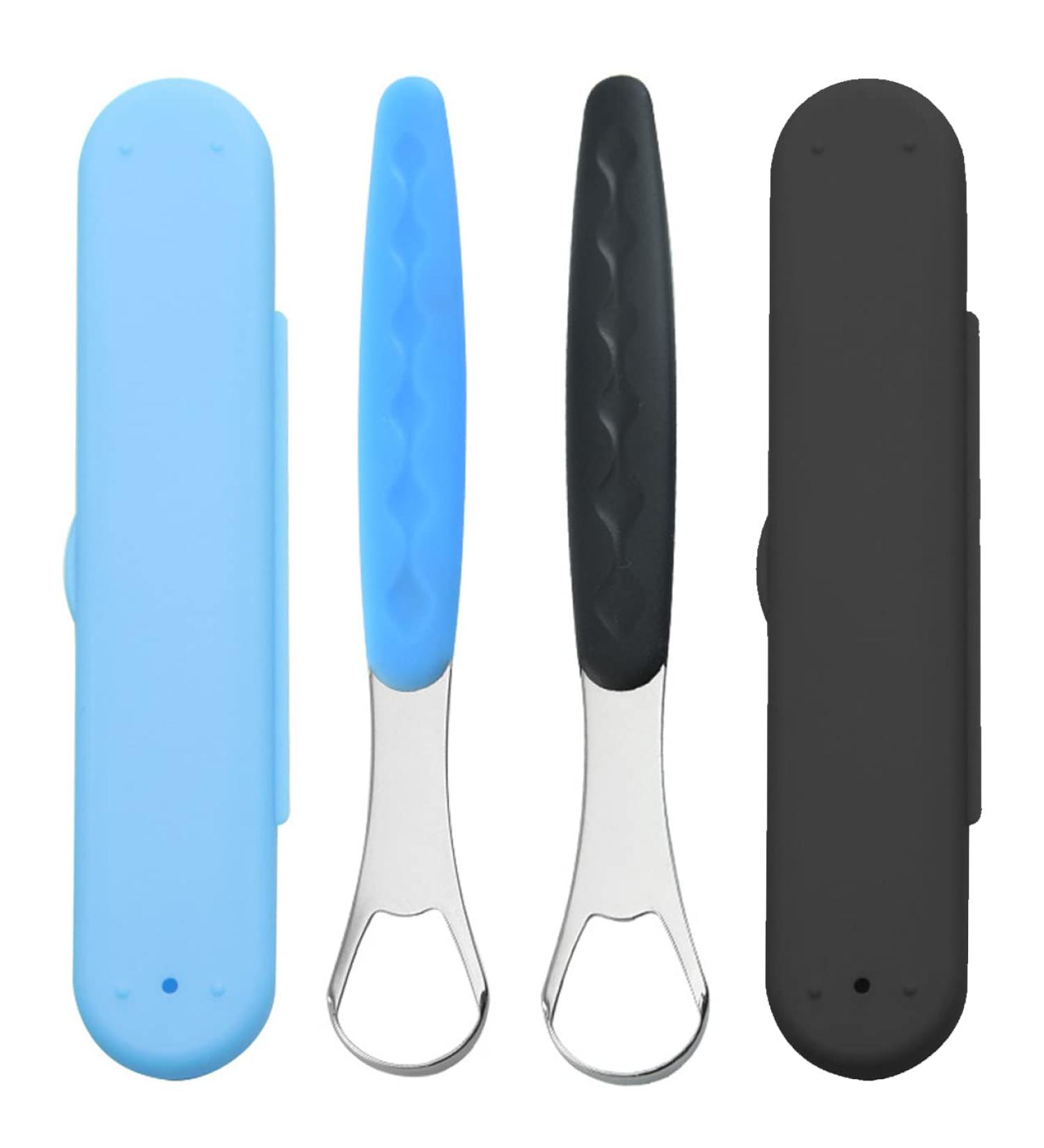 Weddhuis Tongue Cleaner - 2-Pack Tongue Brush & Scraper for Bad Breath | Travel-Friendly for Adults & Kids | Black & Blue - Buy Online on GoSupps.com