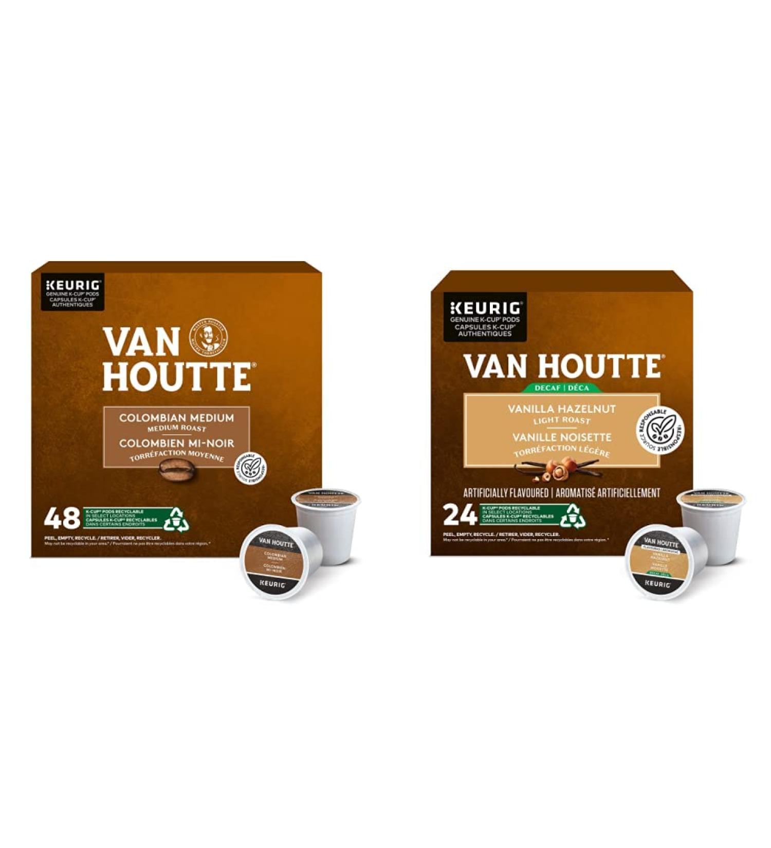Van Houtte Colombian Medium Roast K-Cup Coffee Pods 48 Count For Keurig Coffee Makers & Vanilla Hazelnut Decaf K-Cup Coffee Pods 24 Count For Keurig Coffee Makers Colombian Medium + Coffee Pods 24 Count 1 Count (Pack of 48) - Buy Online on GoSupps.com