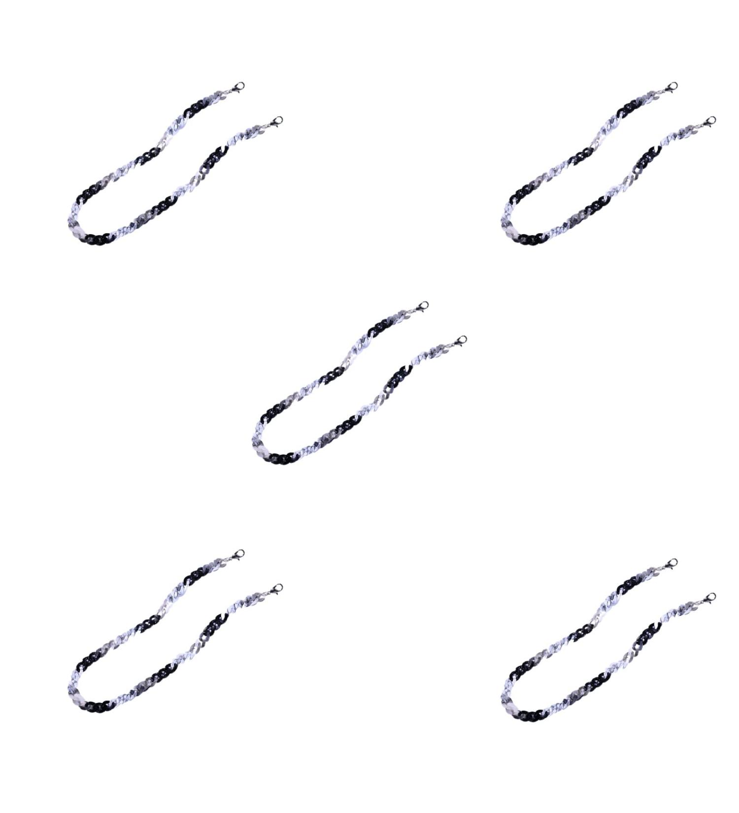 SBTRKT 5-Piece Acrylic Fiber Eye Chain for Sunglasses | Fashionable Durable Waterproof Modern Design | 72cm in Black & White - Buy Online on GoSupps.com
