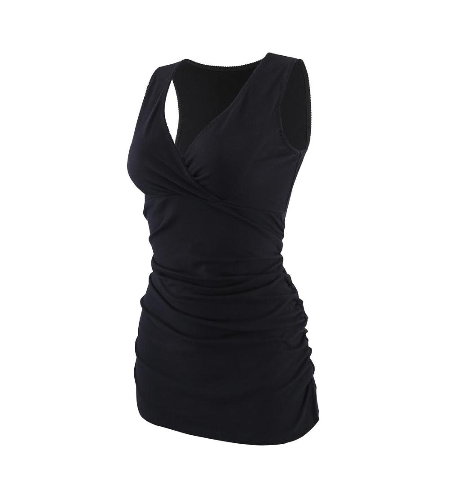 Manci Women's Cotton Nursing Maternity Top - V Neck Ruched Waist Pajama Top (S Black) - Buy Online on GoSupps.com