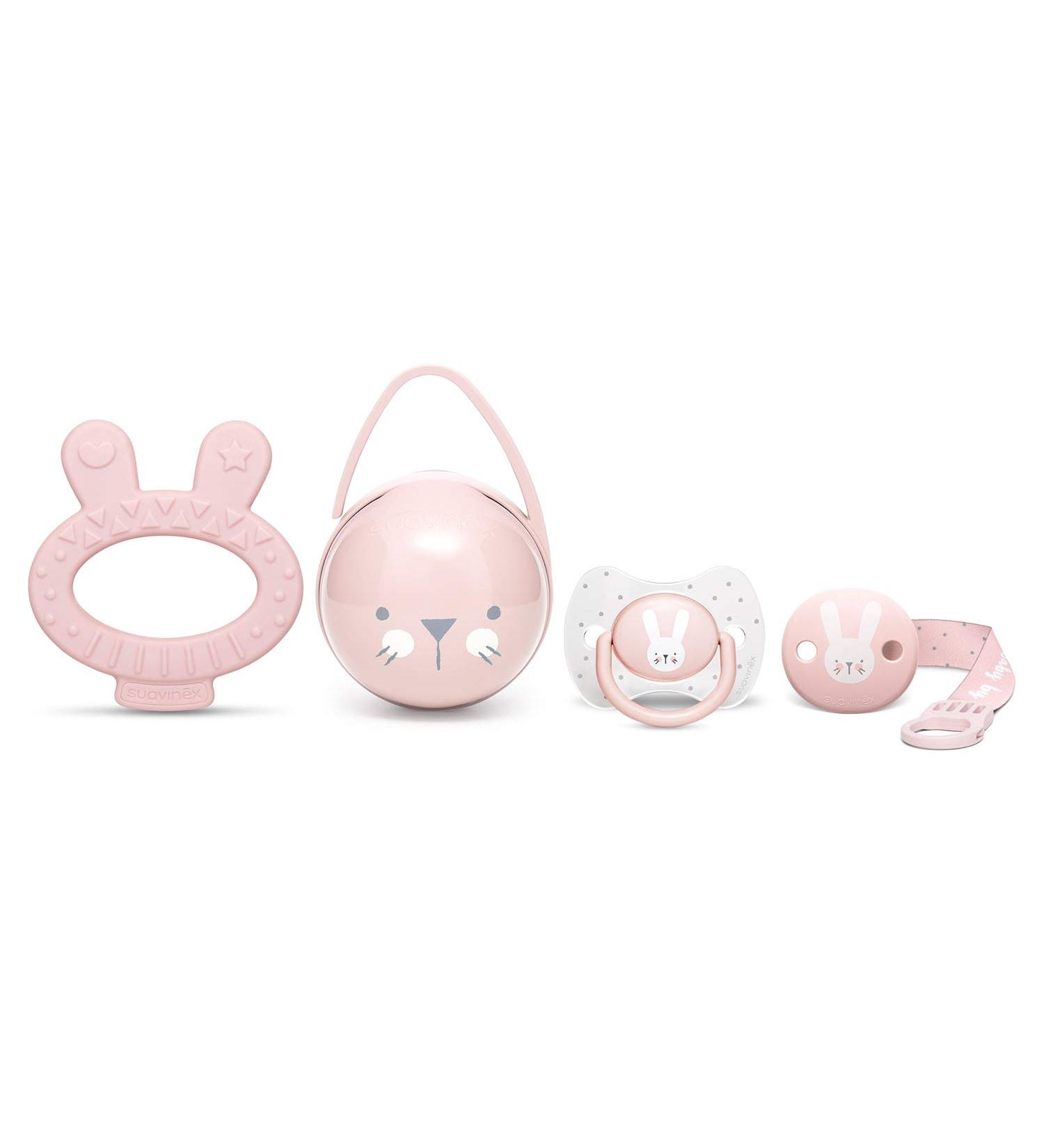 Suavinex Premium Newborn Pacifier Set - Silicone Sucker & Clip Chain for Babies 0-6 Months - Buy Online on GoSupps.com