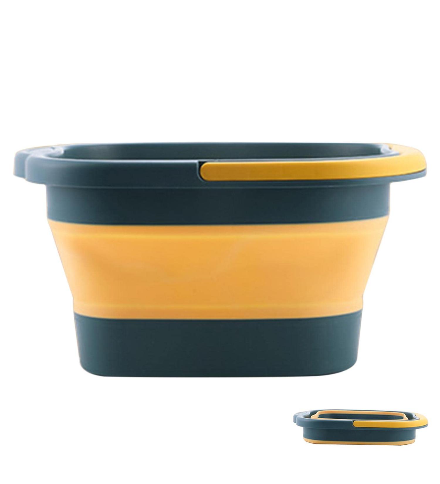 Foot Soaking Bath Basin | Soak Basin with Massaging Rollers and Handle | Stress Relief Soaking Tired Feet Help Sleep Home Spa Outdoor Travel Yellow+blue - Buy Online on GoSupps.com