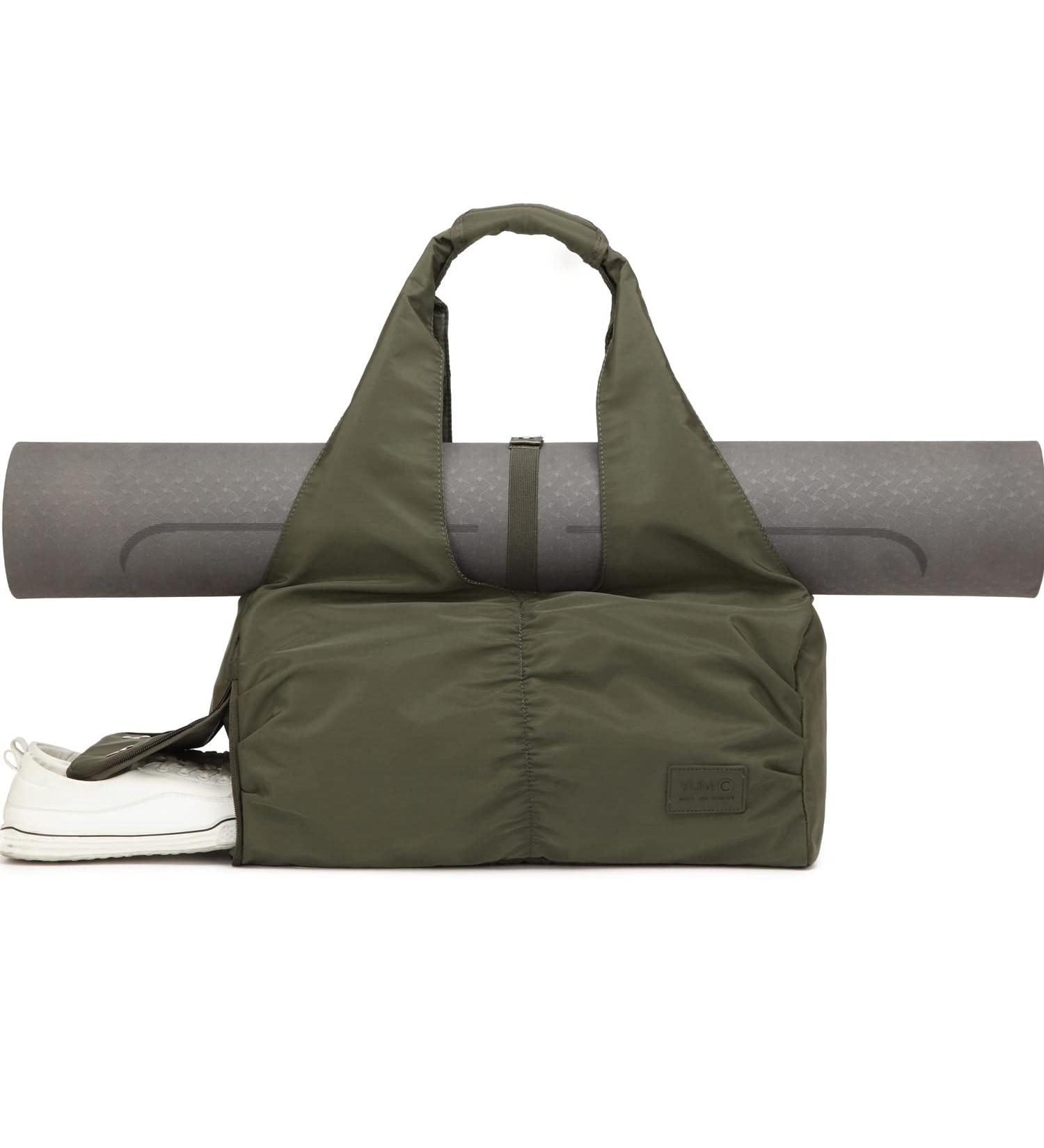 Women's Yoga Gym Bag with Shoe Compartment & Mat Holder, Burnt Olive - Medium - Buy Online on GoSupps.com