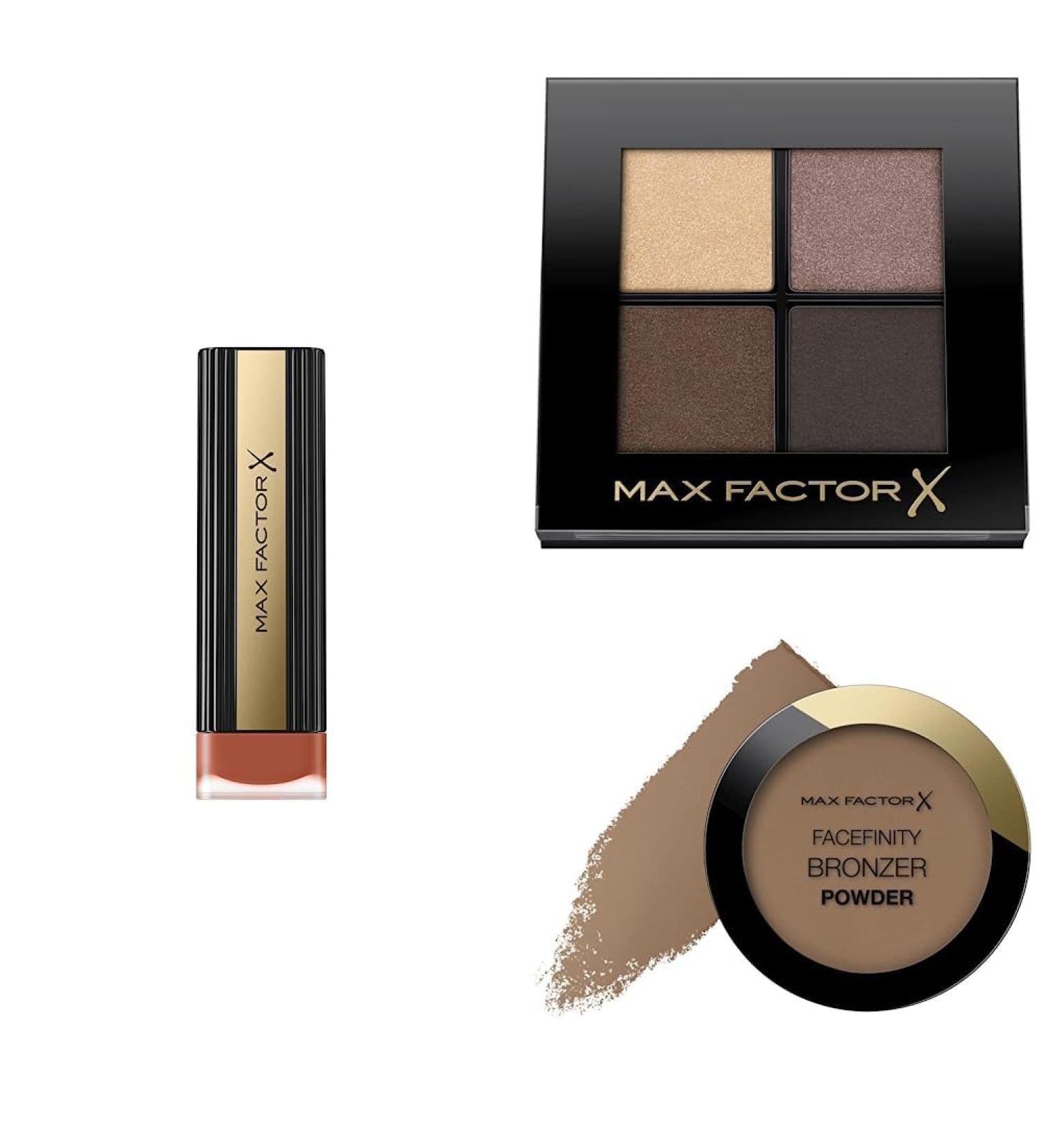 Max Factor Golden Glamor Look - Color Elixir Matte FB. 45 | X-Pert Soft Touch Palette 003 Hazy Sands | Facefinity Bronzer 002 Warm Tan - Shop Internationally! - Buy Online on GoSupps.com