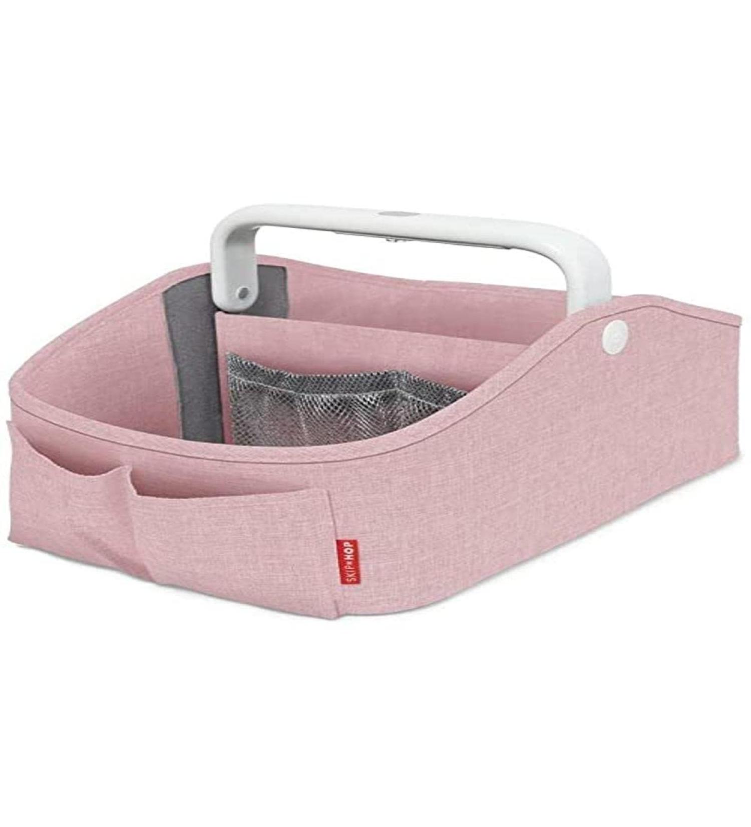 Skip Hop Diaper Caddy Organizer with Touch Sensor Night Light, Nursery Style, Pink Heather Pink Caddy