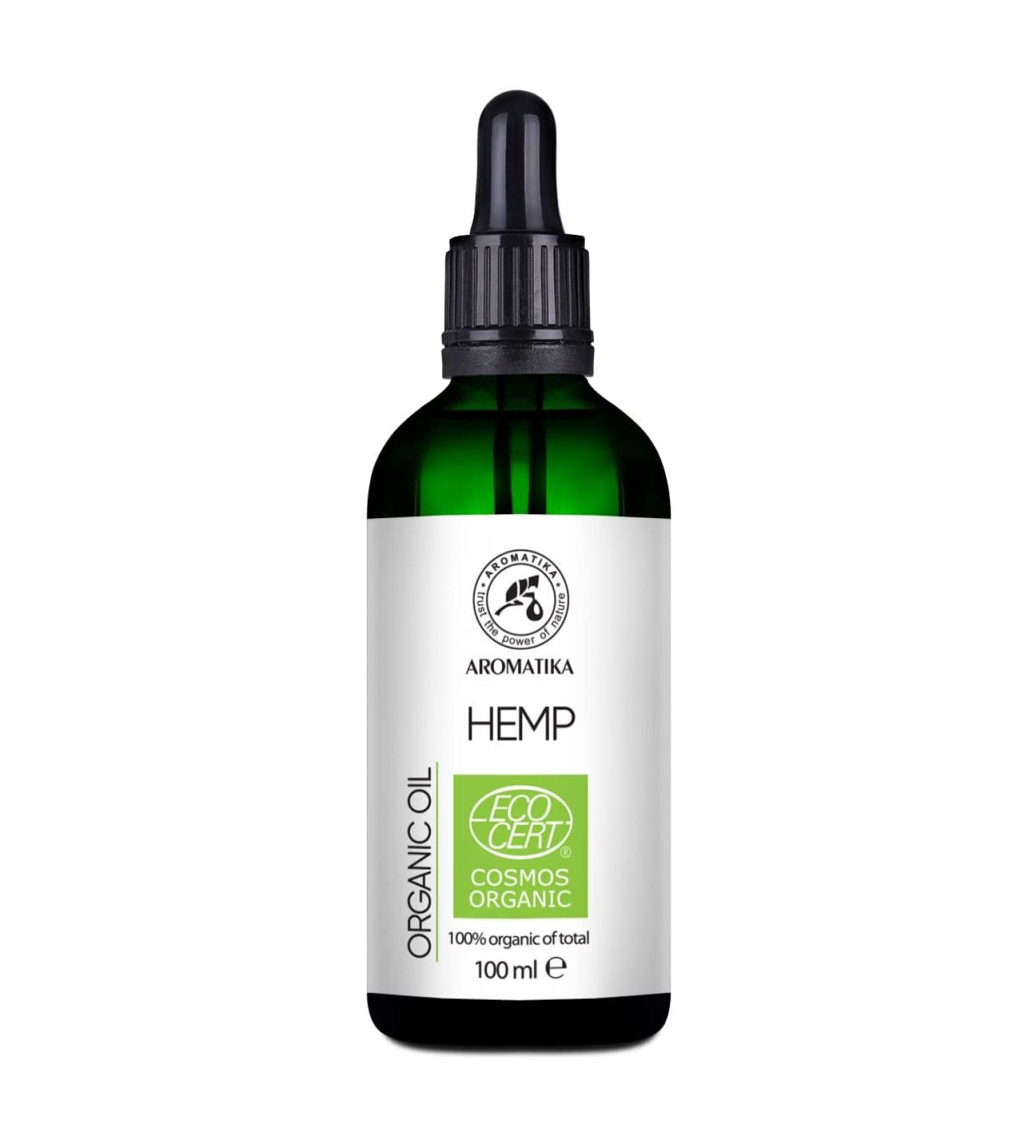 Hemp Oil Organic 100ml - Hemp Seed Oil Cold Pressed - Vegan - 100% Natural - Hemp Oil Extract in Light Protection Glass Bottle - Organic oil for Skin Care - Hair Care - Buy Online on GoSupps.com