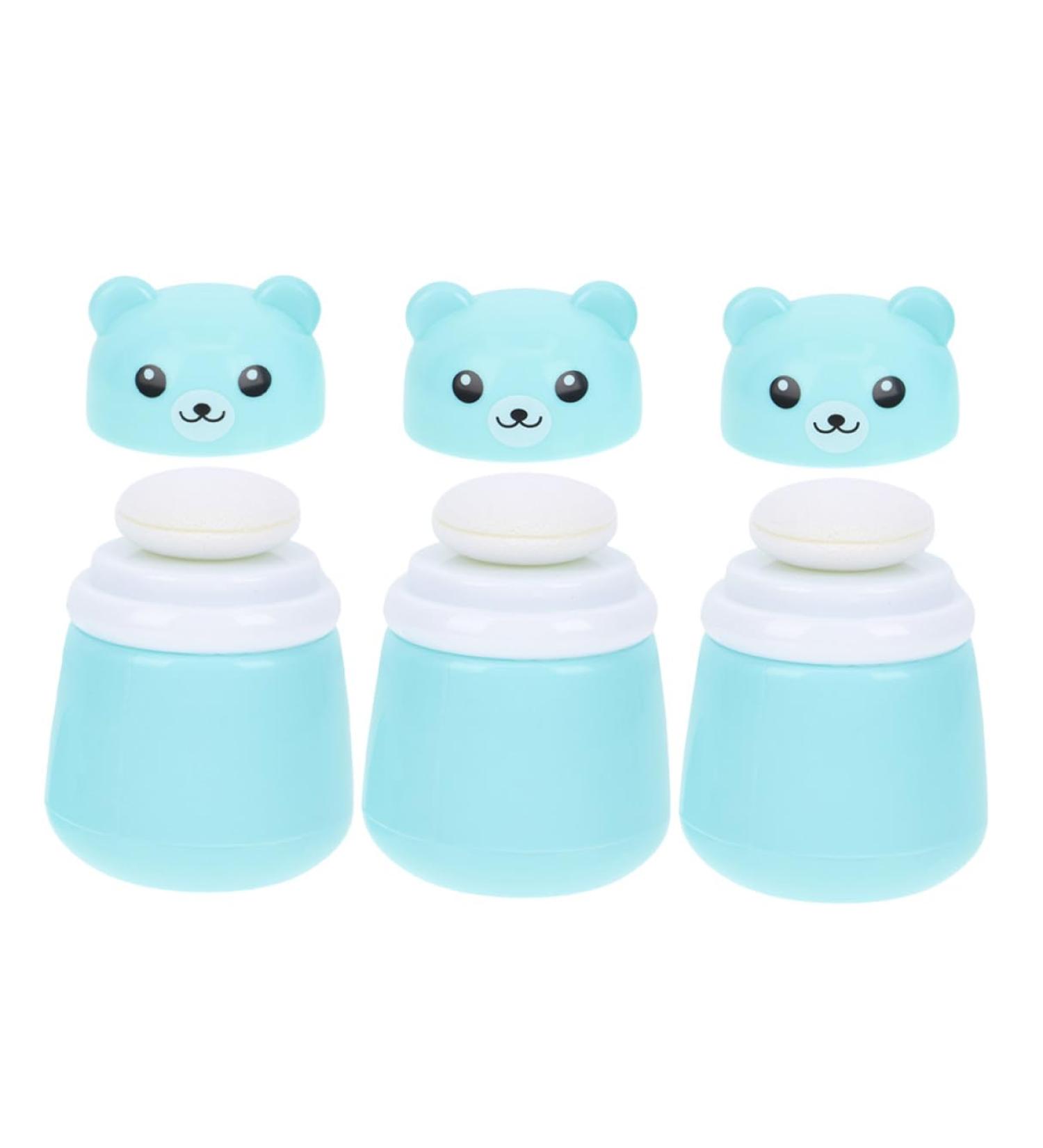 Mikinona Lot de 3 Bo tes Poudre pour B b Houppette Douce Bo tier Vide Herm tique D Ours Bleu Compact et Portable pour Corporel et Voyage tui Hygi nique pour -N  - Buy Online on GoSupps.com