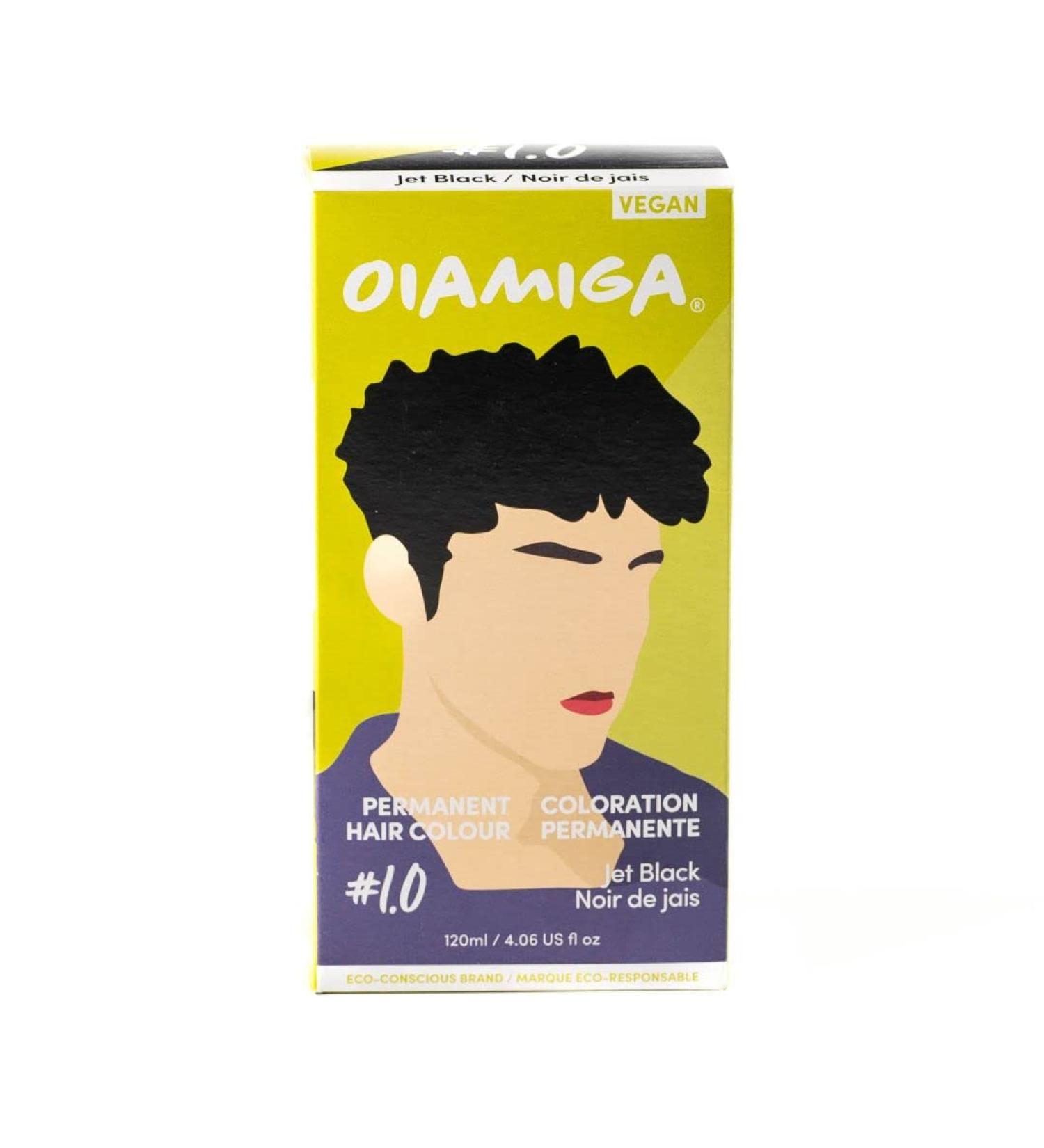 Oiamiga Jet Black Permanent Hair Dye Inclusive Hair Colour for All Hair Types Rapid Processing Made with Natural Ingredients Vegan and Cruelty Free 120ml - Buy Online on GoSupps.com