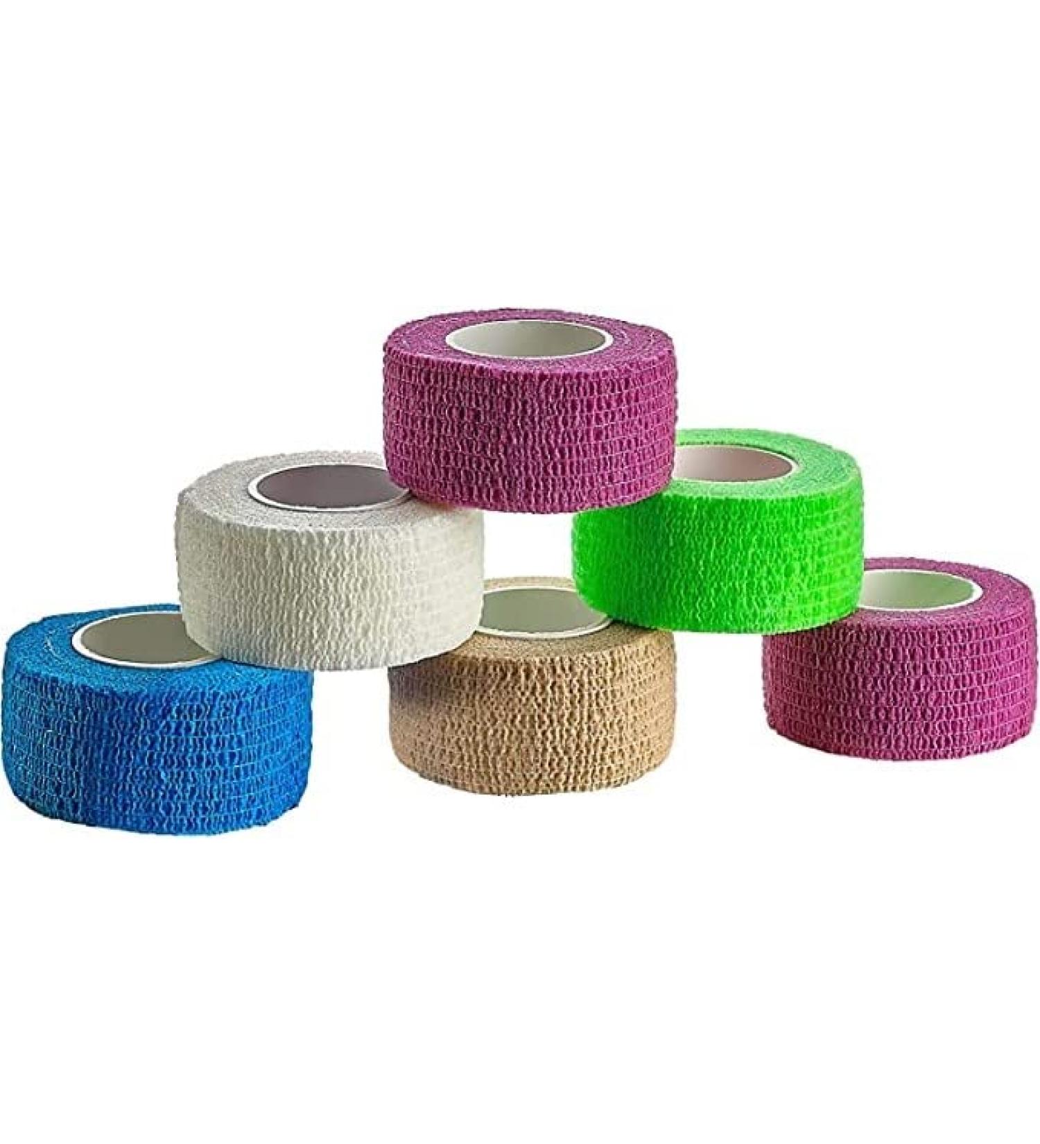 Self Adhesive Bandage Wrap 5 Yards - Breathable Cohesive Athletic Bandage for Sports Injuries (1 Inch 6 Pack Rainbow) - International Shipping Available - Buy Online on GoSupps.com
