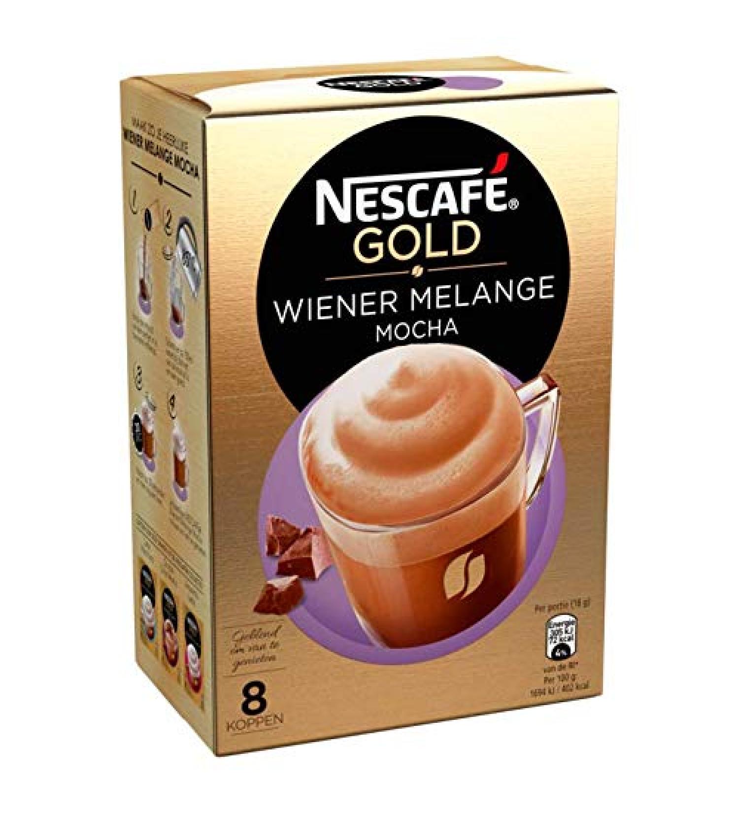 Paquets De Caf Instantan | Or viennois melange moka 8 Stuks | Gold Viennese Melange Mocha 8 Stuks | Poids Total 144 grams