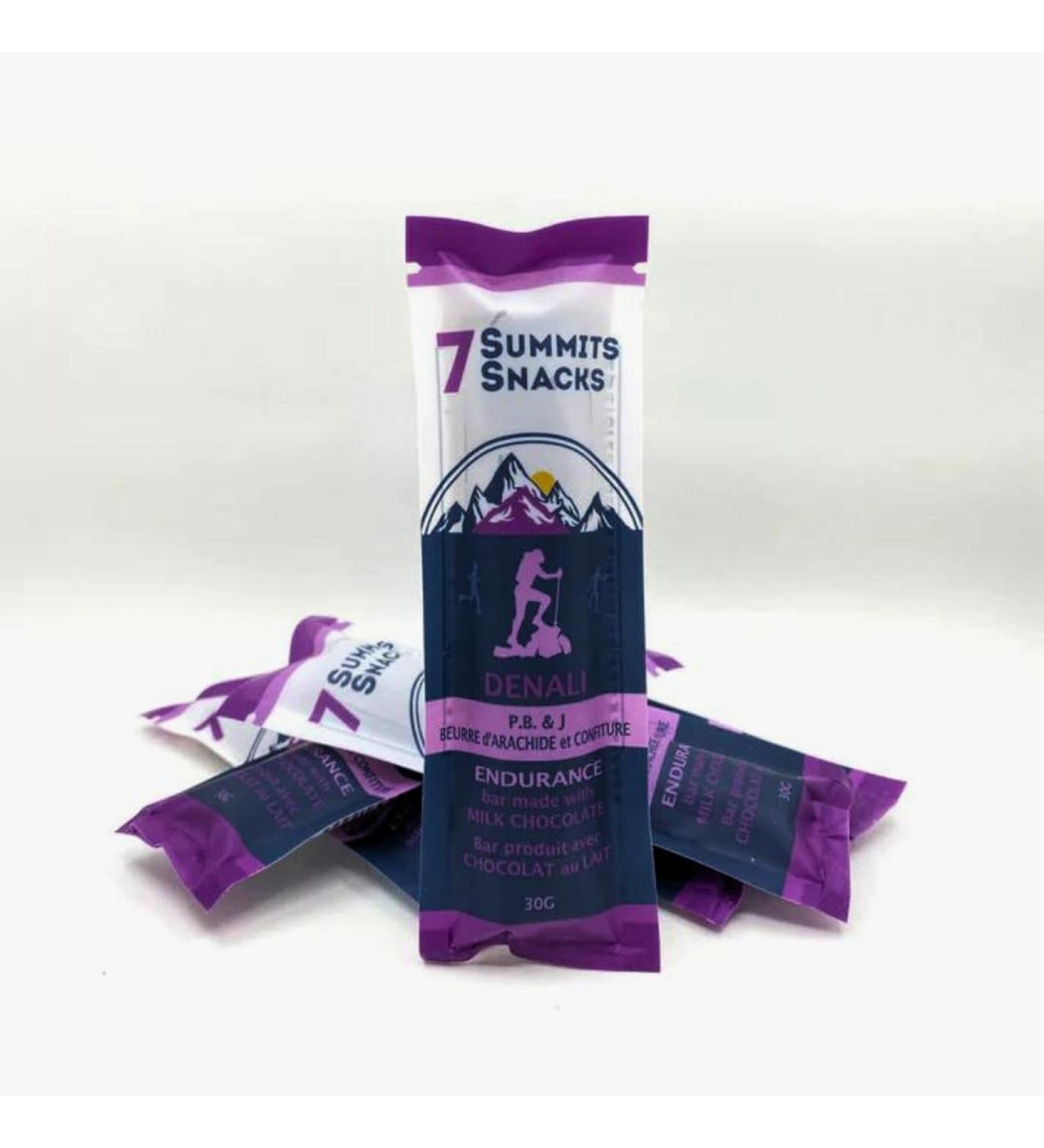 Denali Endurance Bars - 7 Summits Snacks - 16g carbs 10g fats 2g protein - Milk chocolate Peanut butter and wild blueberry bar - 6 Bar Pack - Buy Online on GoSupps.com